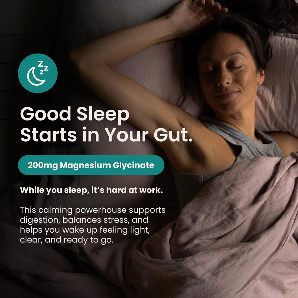 Nighttime Prebiotic Fiber Powder with Digestive Enzymes & Magnesium Glycinate for Sleep, On-The-Go Travel 7 Pack | Gut Health Supplement for Women & Men - Bloating Relief Soluble and Insoluble Fiber