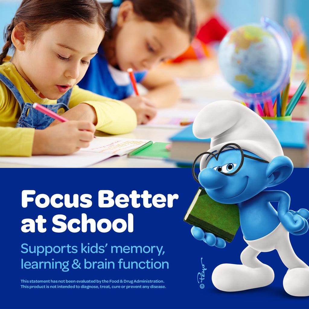 The Smurfs Nootropic Gummies for Kids with Vitamin B12 & L-Theanine | Laser Focus Gummy for Focus and Memory Supplements | Made with Real Fruit in a Smurf Berry | Doctor Developed | 60 Vegan Gummies VITABURST Au supplements