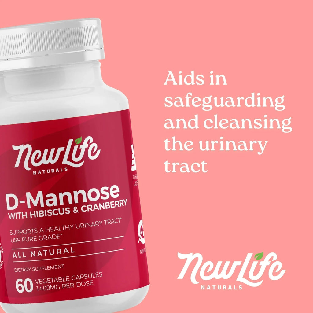 NewLife Naturals D-Mannose Capsules | w/Cranberry and Hibiscus Extracts | Natural Urinary Tract Health Supplement | 1400mg Pure Veggie Powder | 60 Veggie Capsules NewLife Naturals Au supplements