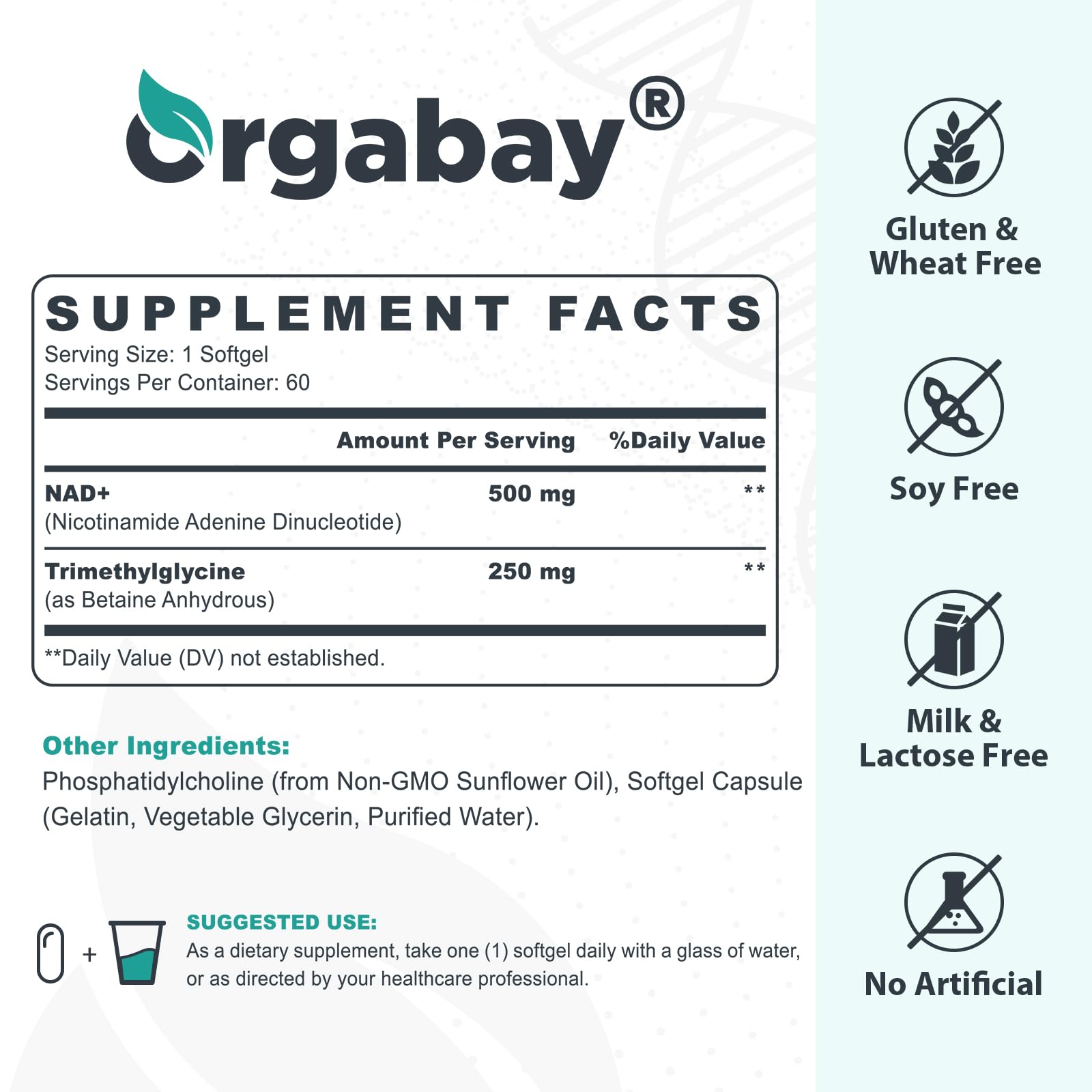 Orgabay Liposomal NAD+ Supplement 500 mg, High Absorption, Boost NAD+ with TMG 250 mg, Actual NAD Plus More Efficient Than Nicotinamide Riboside, Support Cellular Energy, Healthy Aging | 240 Softgels Orgabay Au supplements