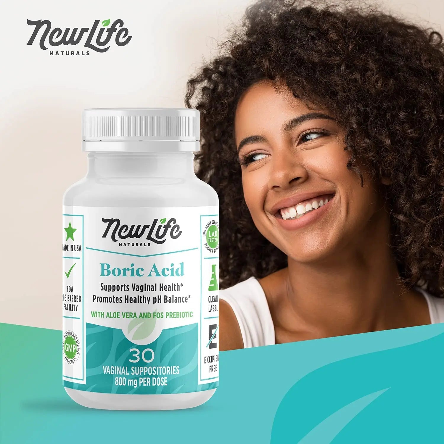 NewLife Naturals Boric Acid Vaginal Suppositories with Aloe Vera & FOS Prebiotic | Women's pH Balance Pills NewLife Naturals Au supplements