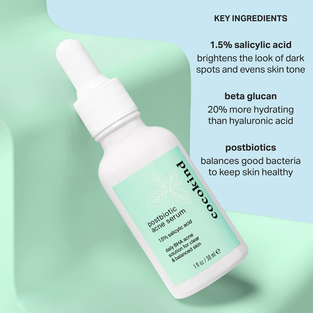 Cocokind Postbiotic Acne Serum, Salicylic Acid Serum and BHA Liquid Exfoliant - Exfoliating, Brightening and Hydrating Serum Cocokind Au supplements