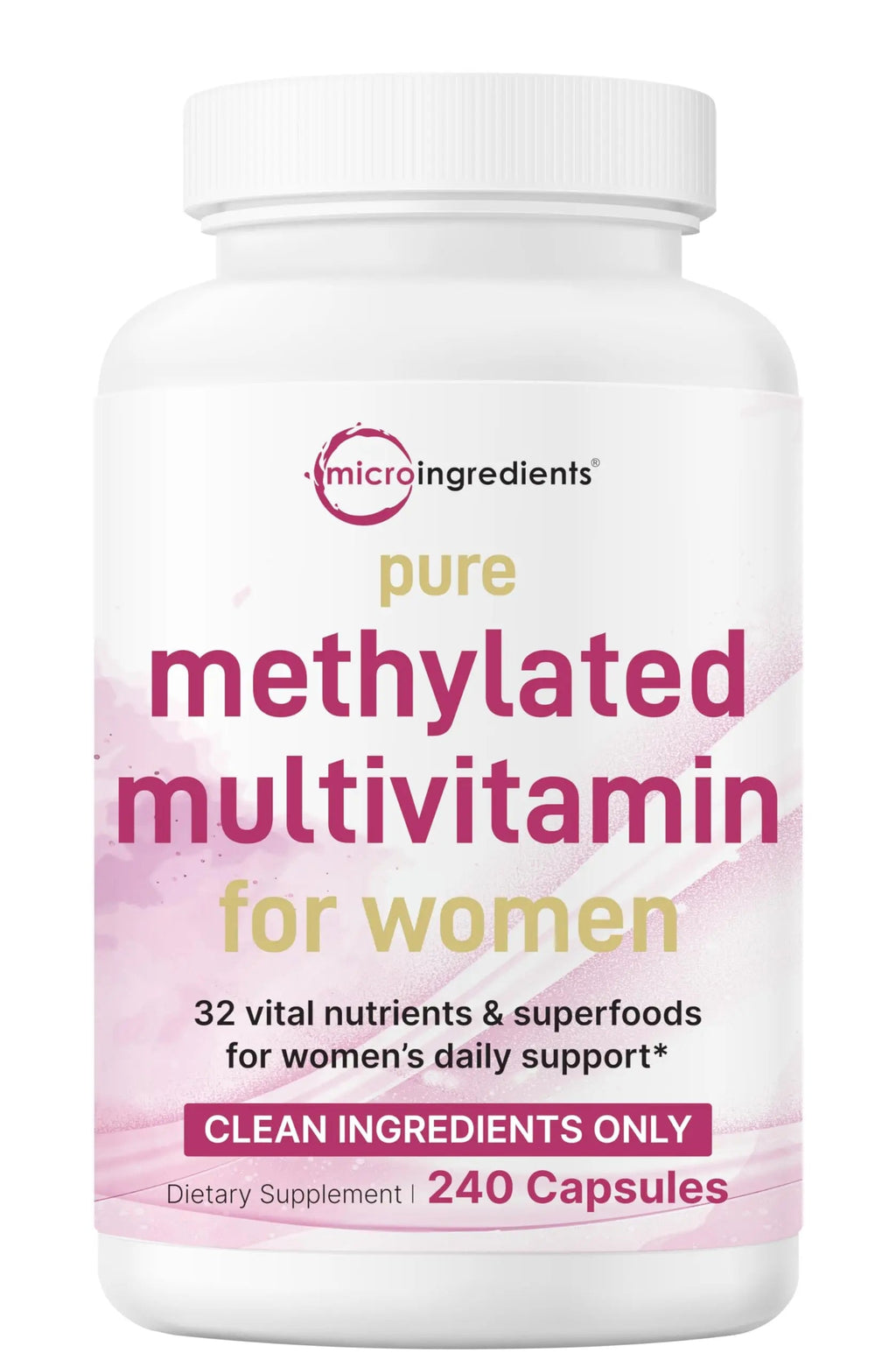 Micro Ingredients Pure Methylated Multivitamin for Women, 240 Capsules | 32-in-1 Formula with Vitamin B, C, D + Iron, Methylfolate & More Micro Ingredients Au supplements