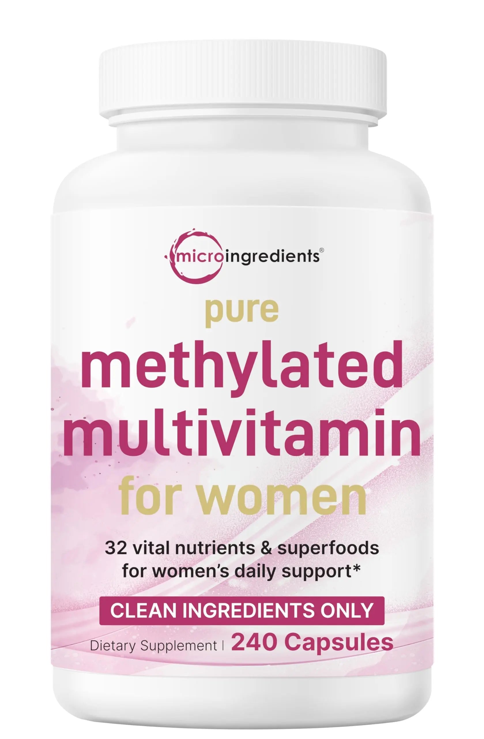 Micro Ingredients Pure Methylated Multivitamin for Women, 240 Capsules | 32-in-1 Formula with Vitamin B, C, D + Iron, Methylfolate & More Micro Ingredients Au supplements