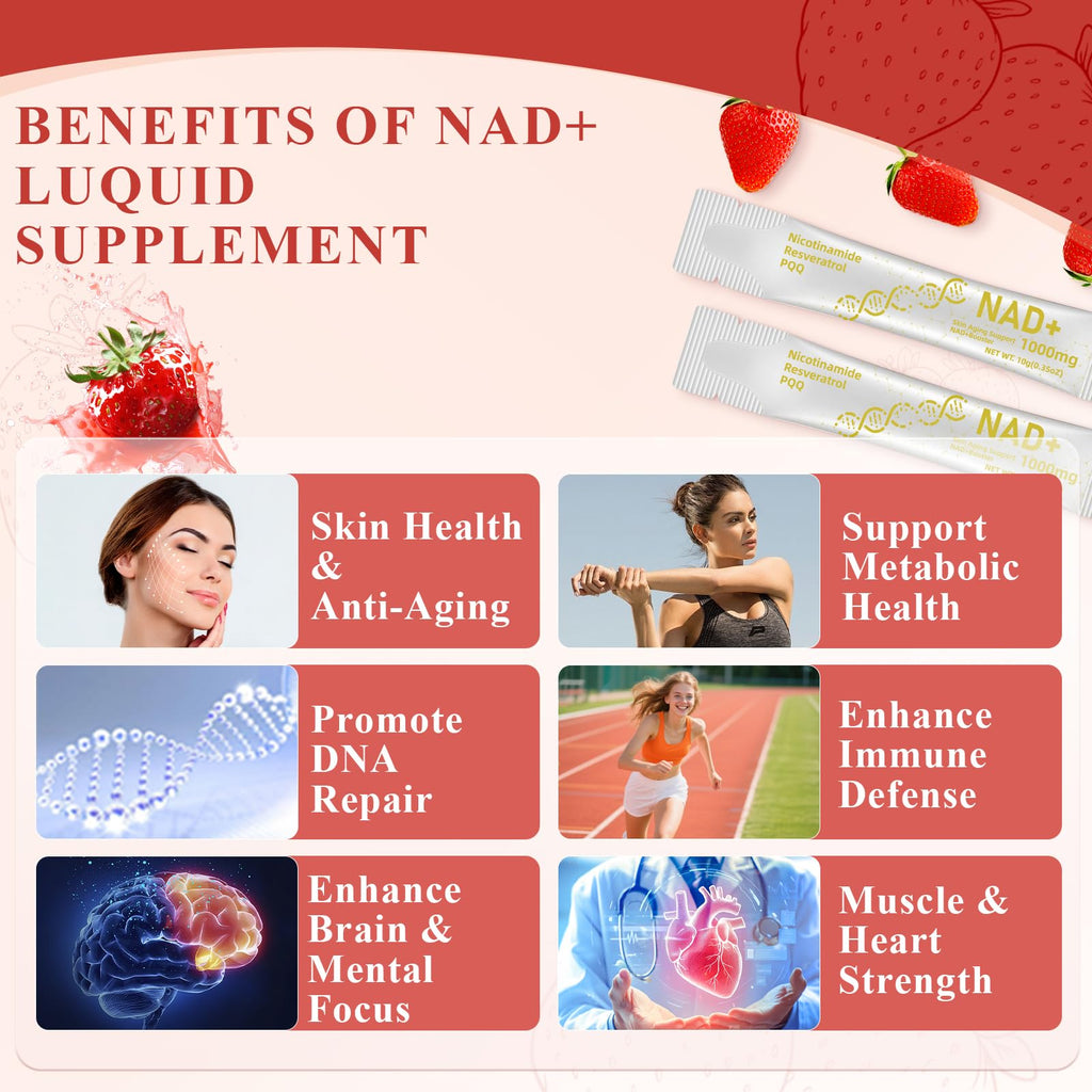 Healliance NAD+ Liquid Supplement 1000mg - Features Nicotinamide Riboside Resveratrol with PQQ for Targeted Healthy Aging and Cellular Energy Support, 30 Packets for Women and Men Healliance Au supplements