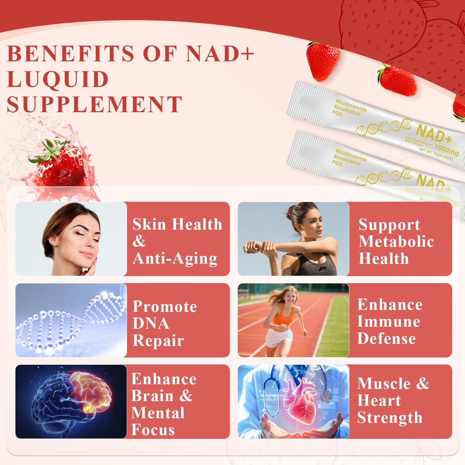 Healliance NAD+ Liquid Supplement 1000mg - Features Nicotinamide Riboside Resveratrol with PQQ for Targeted Healthy Aging and Cellular Energy Support, 30 Packets for Women and Men Healliance Au supplements