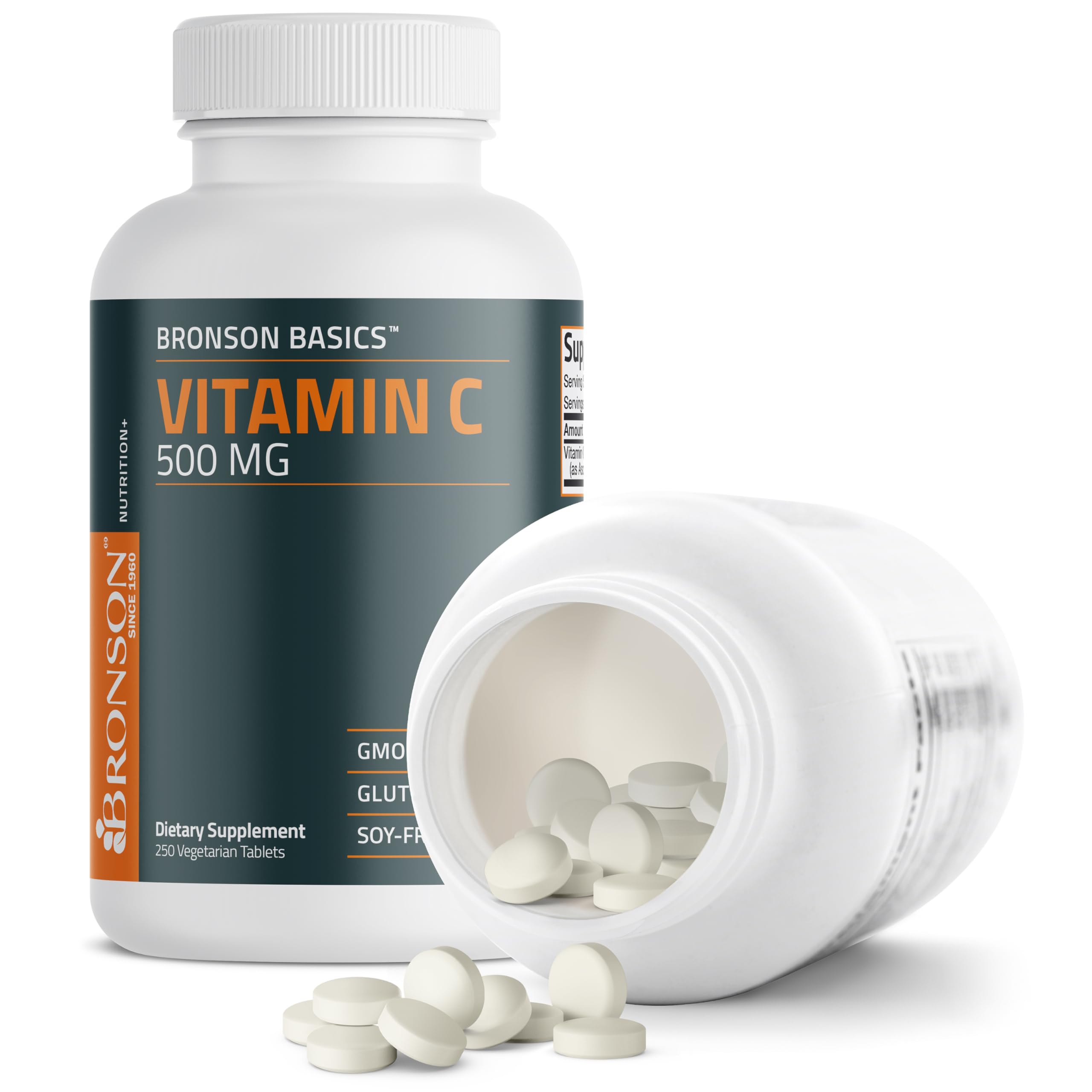 Bronson Vitamin C 500 MG Supports a Healthy Immune System & Antioxidant Protection, Non-GMO, 250 Vegetarian Tablets