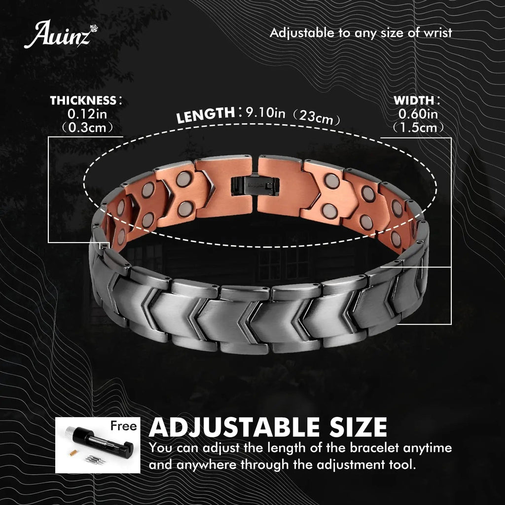 Auinz - Copper Bracelets for Men - 99.99% Solid Pure Copper Magnetic Bracelets Double-Row Auinz Au supplements