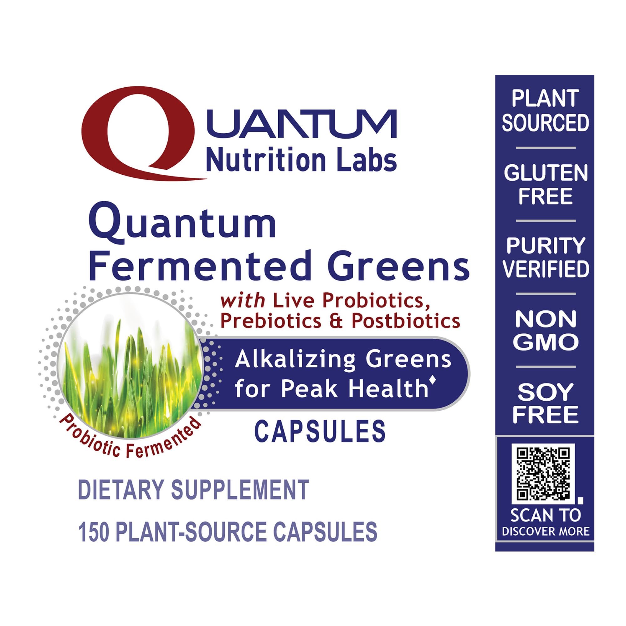 Quantum Nutrition Labs Quantum Fermented Greens- Super Greens Supplement, Superfood Blend, Organic Vitamins with Probiotic - Daily Greens with Spinach, Chlorella