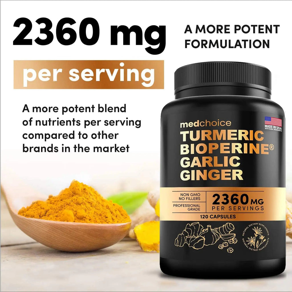 4-in-1 Turmeric and Garlic Supplements with Bioperine 2360 mg (360 ct) Turmeric Ginger MEDCHOICE Au supplements