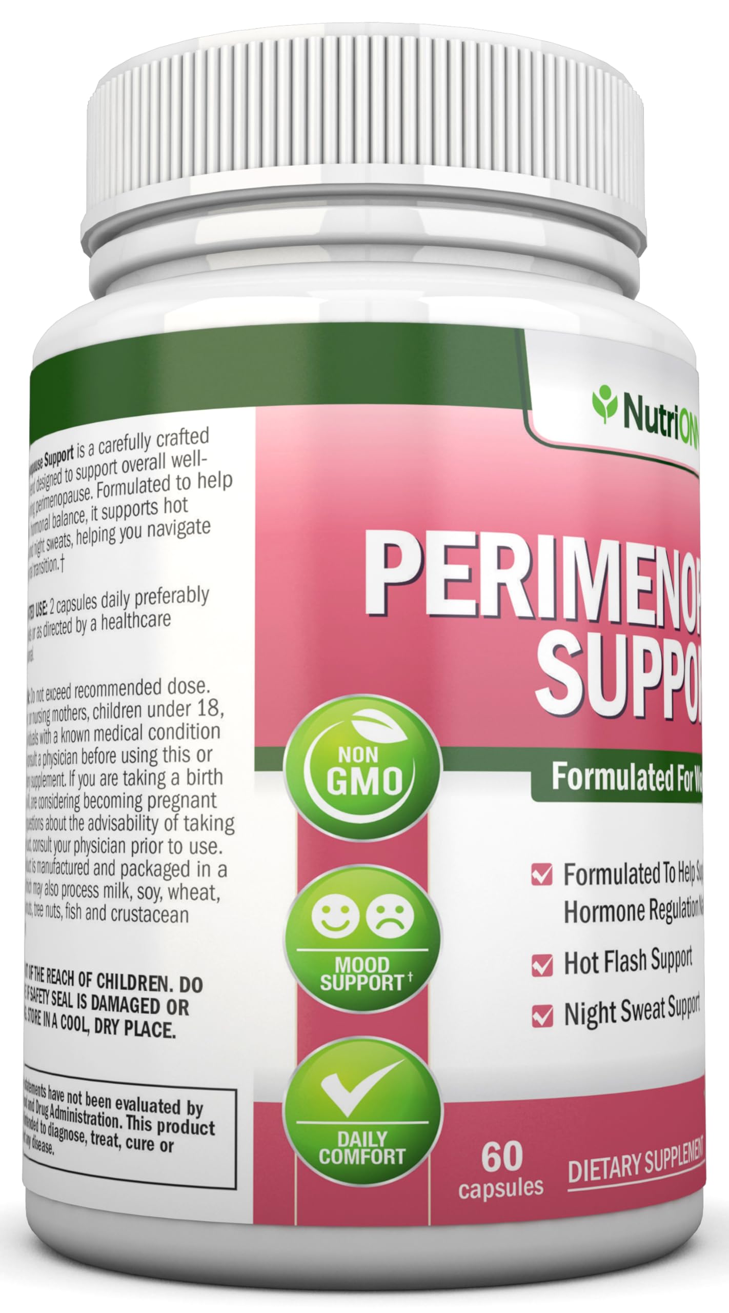 NutriONN Perimenopause Supplement for Women - Natural Support for Hot Flashes & Night Sweats - Improved Mood & Sleep - 11 Herbal Ingredients with Black Cohosh & Red Clover - Hormone Balance - Non-GMO NutriONN Au supplements