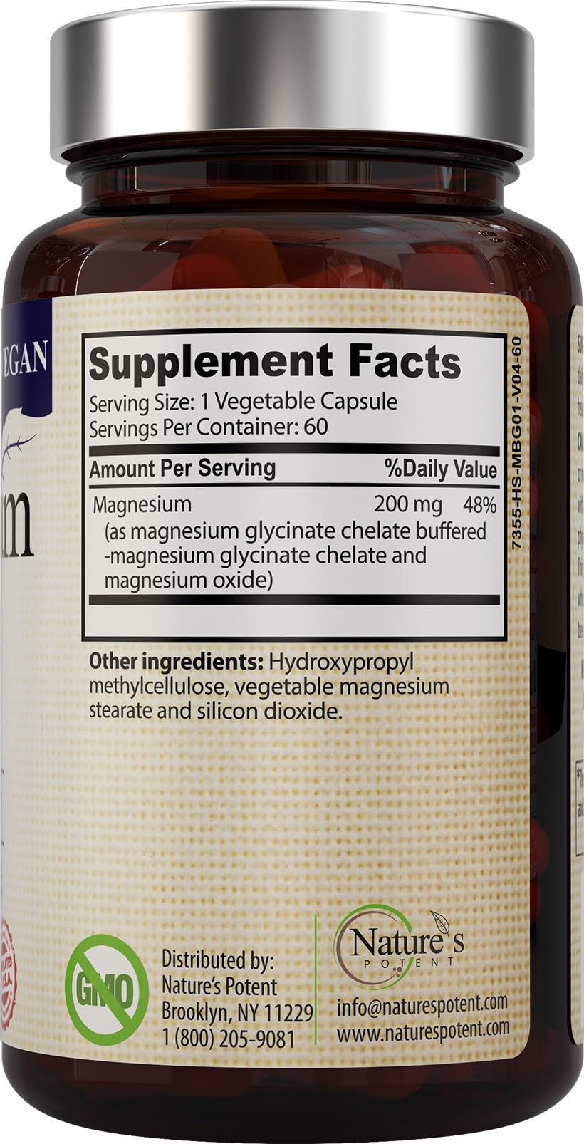 Nature’s Potent Magnesium Glycinate 200mg | High Absorption Chelated Magnesium | Sleep, Calm & Muscle Cramp Support | Vegan Supplement | 60 Capsules Nature's Potent Au supplements
