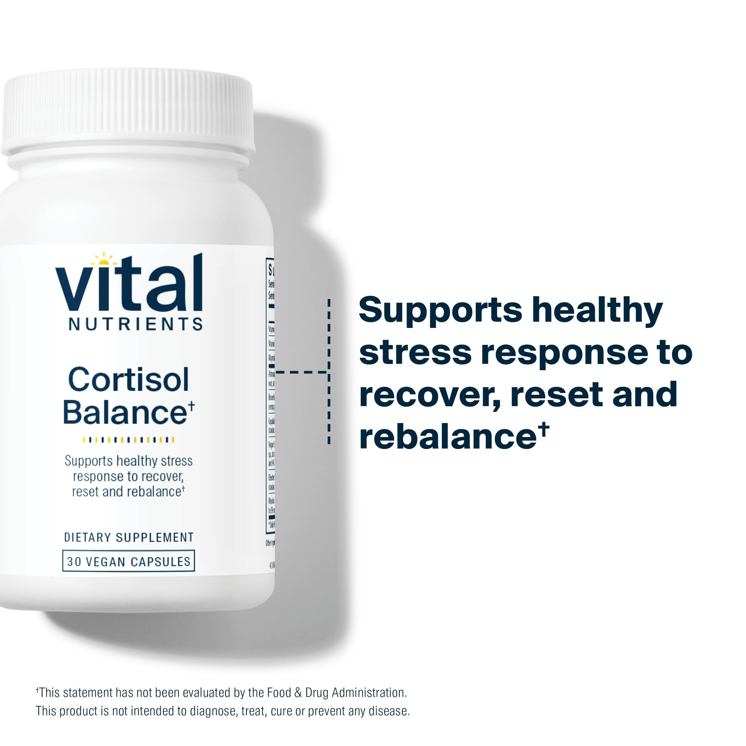 Vital Nutrients Cortisol Balance - Vegan Stress Relief Supplement - Cortisol Manager Supports Energy & Stress Levels - Ashwagandha & Magnesium for Relaxation - Gluten, Dairy, Soy Free - 30 Capsules Vital Nutrients Au supplements