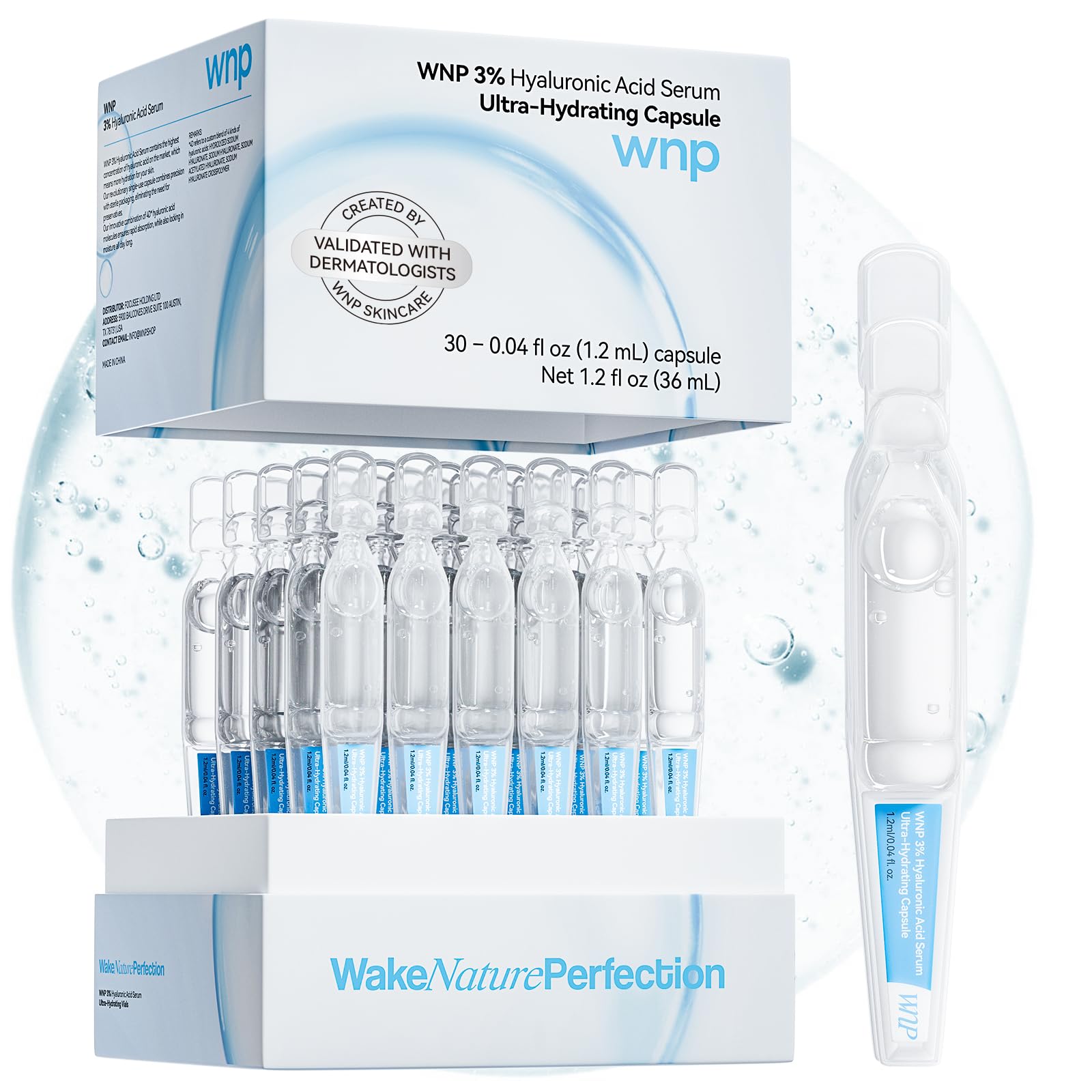 WNP Hyaluronic Acid Serum 3% for Face with 4D Multi-Layer Hydration | Ultra Hydrating Anti-Aging Serum | Moisturizer for Dry & Sensitive Skin