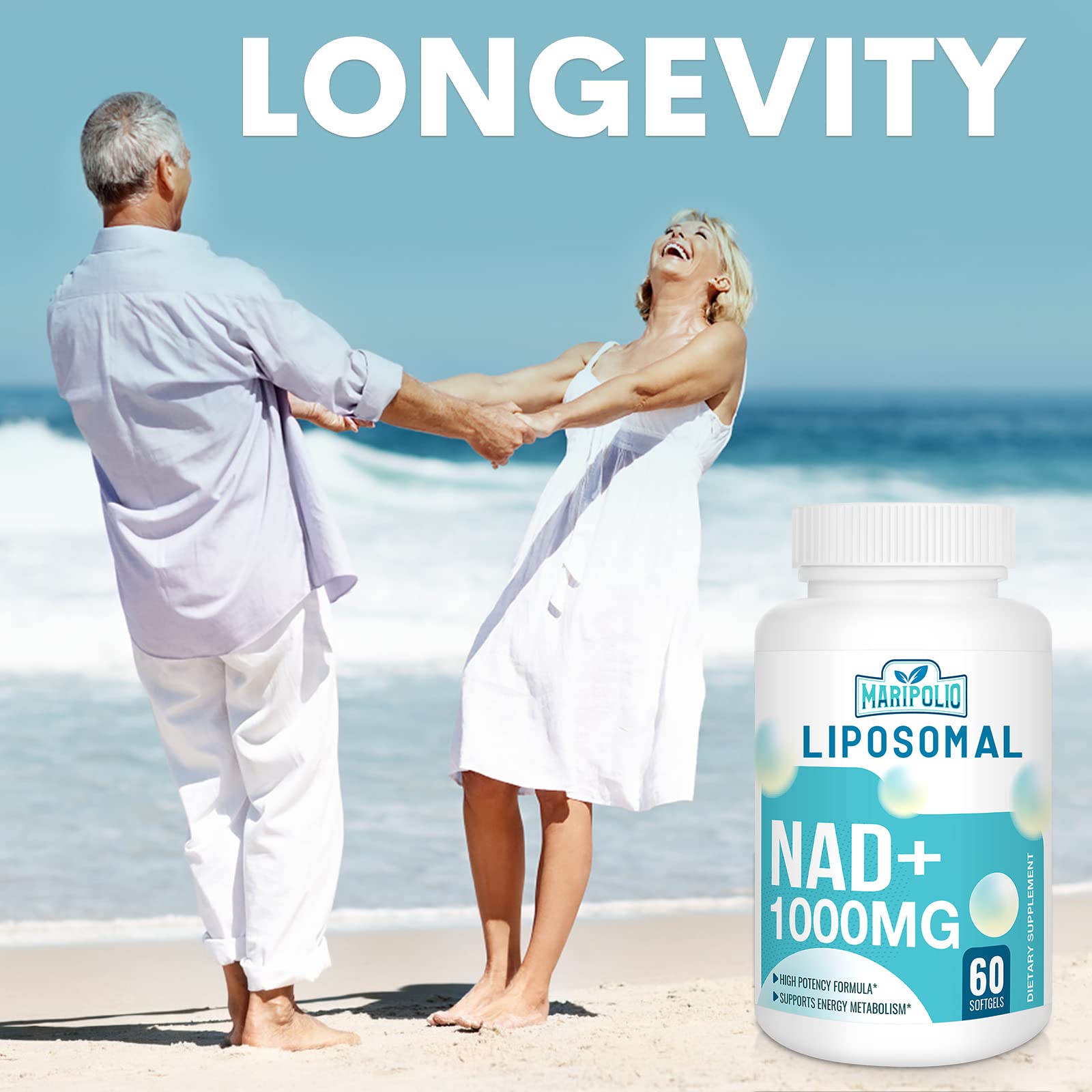 Maripolio Liposomal NAD+ 1000 mg Supplement | High Bioavailability Liposomal Delivery | Cellular Energy & Wellness Support | Pure NAD+ Dietary Supplement for Men,Women, 60 Softgels Maripolio Au supplements