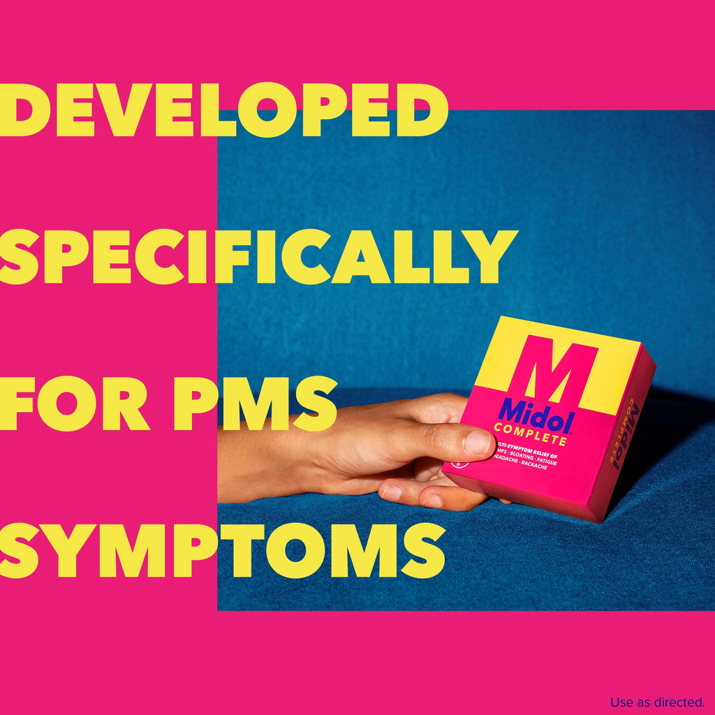 Midol Complete On The Go Caplets with Acetaminophen for Menstrual Symptom Relief, Period Cramp and Menstrual Pain Relief, 50 Count (25 Pouches of 2) Midol Au supplements