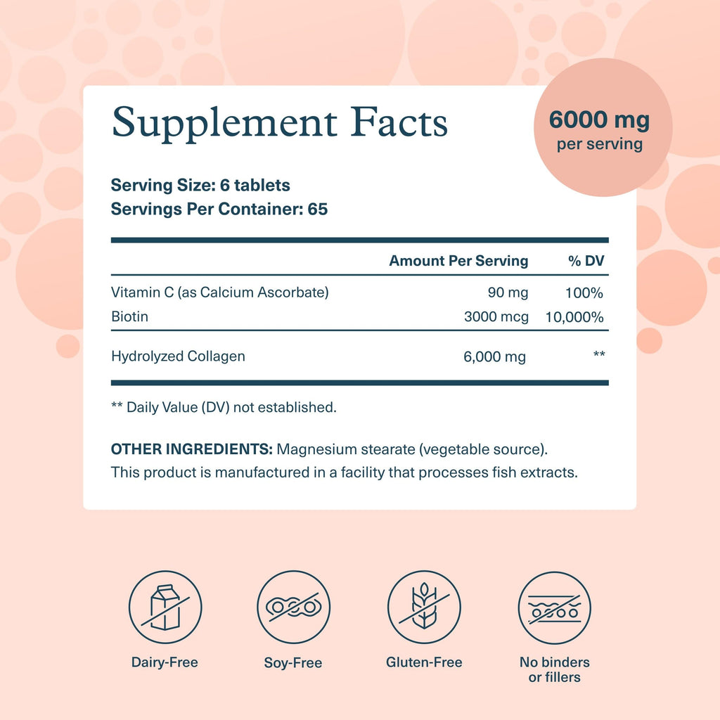 Youtheory Collagen + Biotin - Advanced Collagen Supplement - with Hydrolyzed Peptides, Vitamin C & Vitamin B