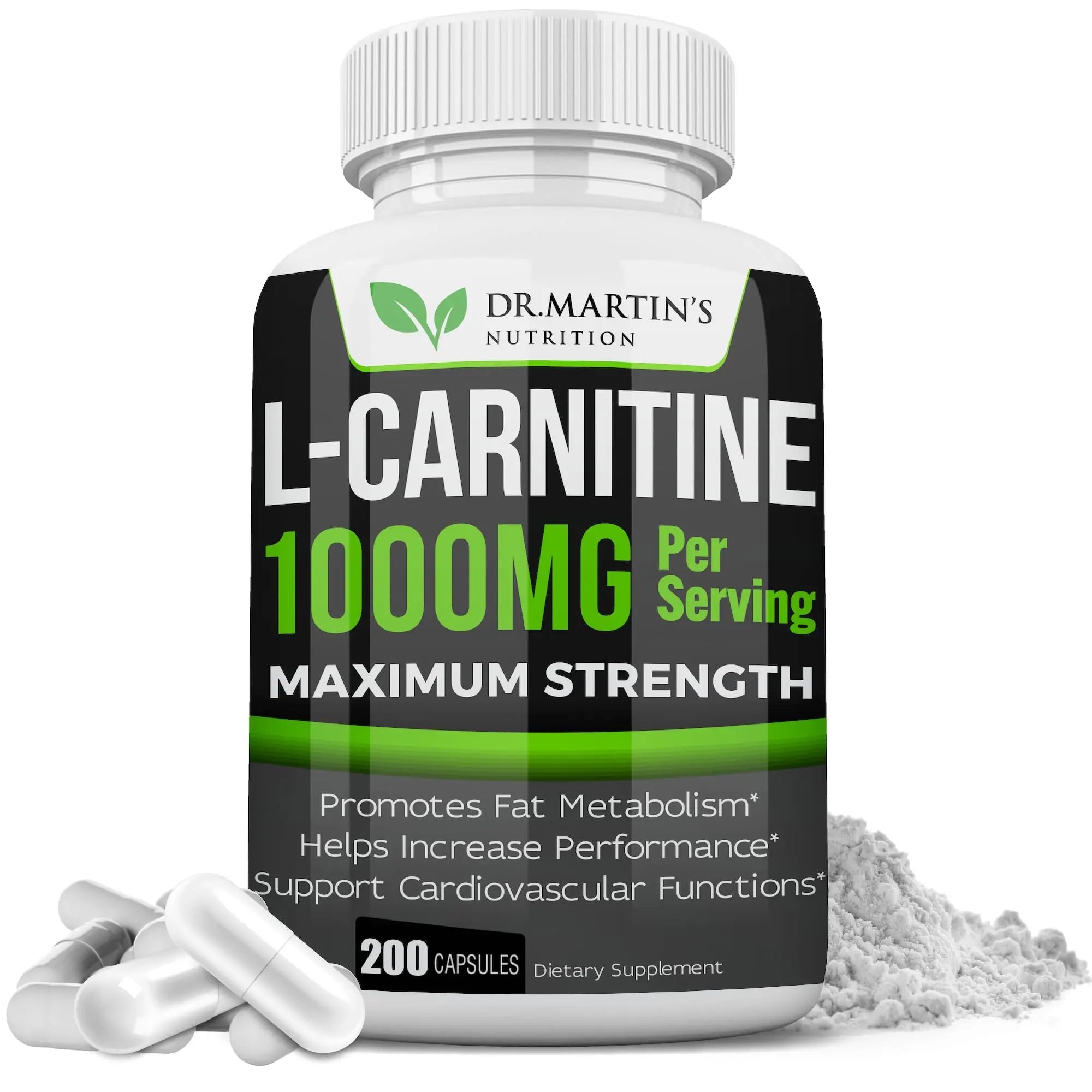 DR. MARTIN'S NUTRITION Extra Strength L-Carnitine - 200 Capsules - 1000mg Per Serving - Boost Your Metabolism and Increase Performance DR. MARTIN'S NUTRITION Au supplements