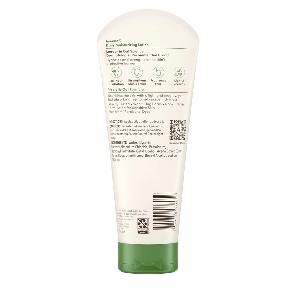 Aveeno Daily Moisturizing Body Lotion, Body Lotion for Dry Skin with Prebiotic Oat, Paraben