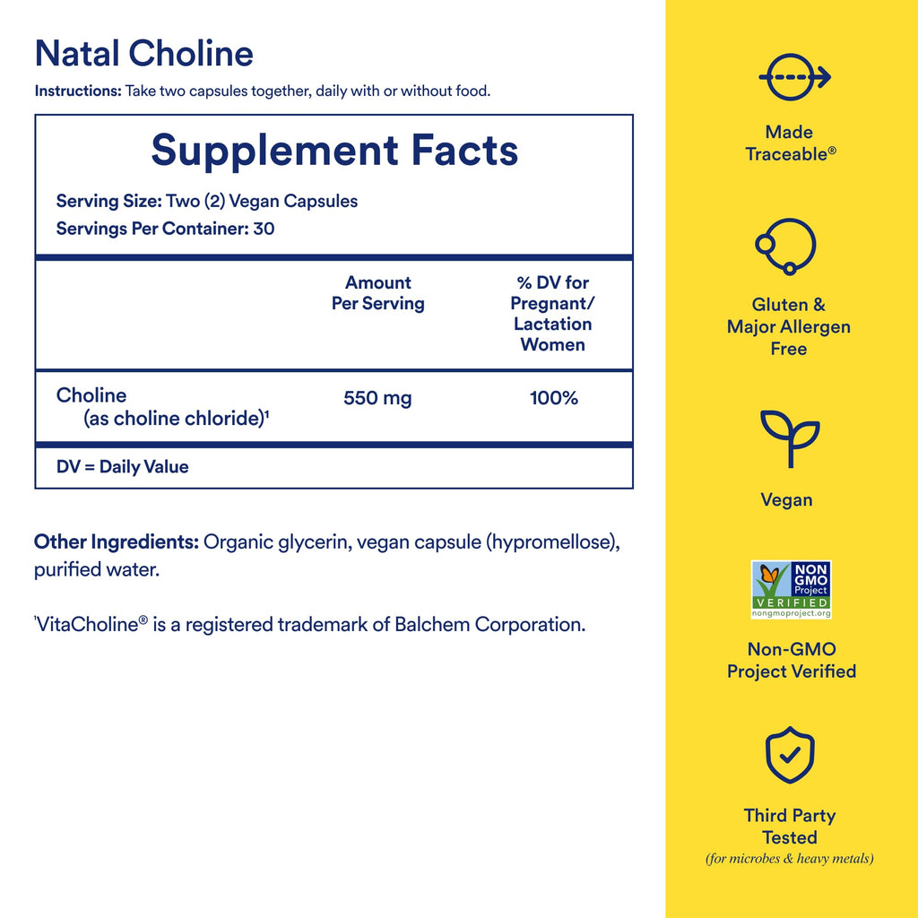 Ritual Natal Choline Supplement - 550mg - to Support Baby’s Cognitive Function When Taken During Pregnancy and Postpartum Choline Content in Breastmilk