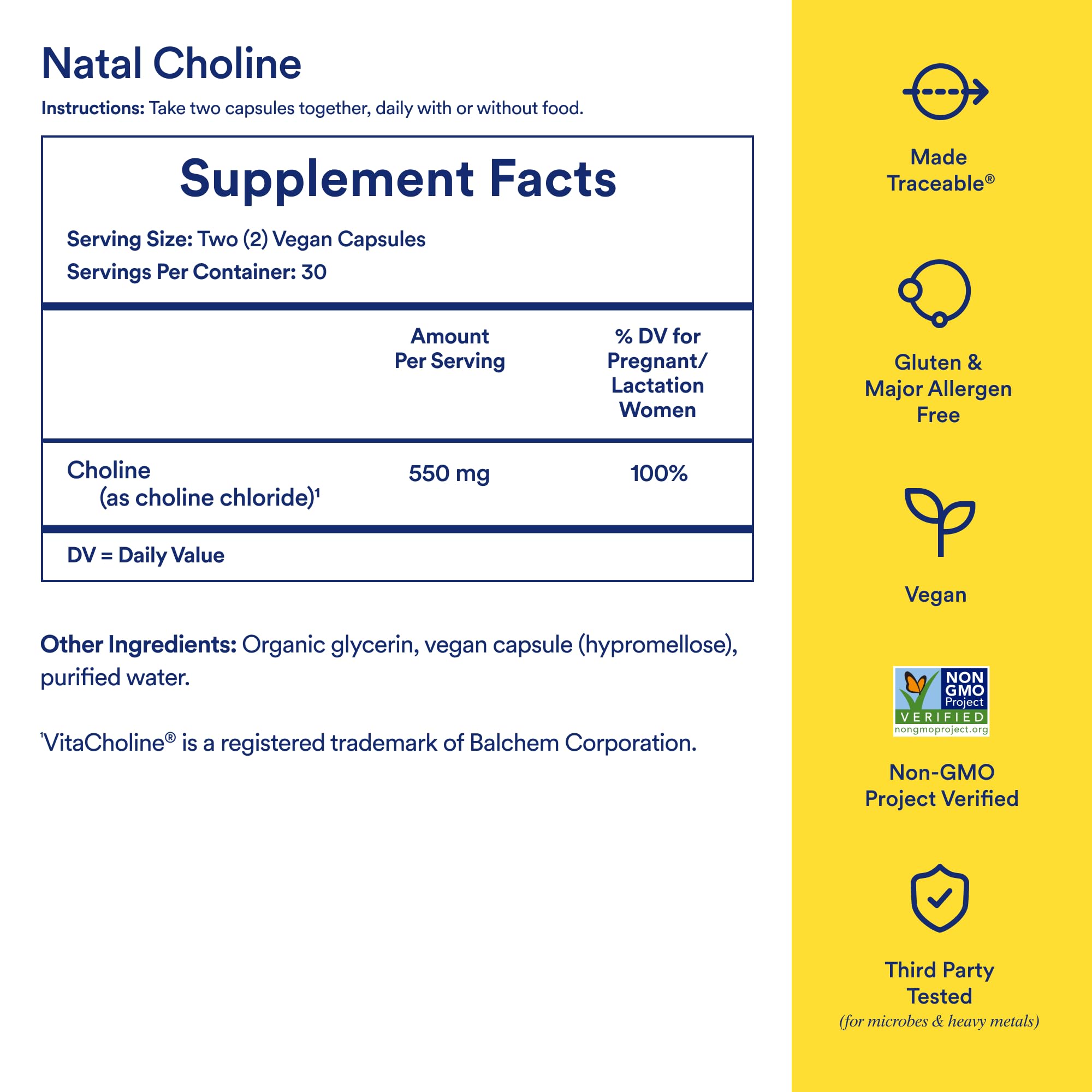 Ritual Natal Choline Supplement - 550mg - to Support Baby’s Cognitive Function When Taken During Pregnancy and Postpartum Choline Content in Breastmilk