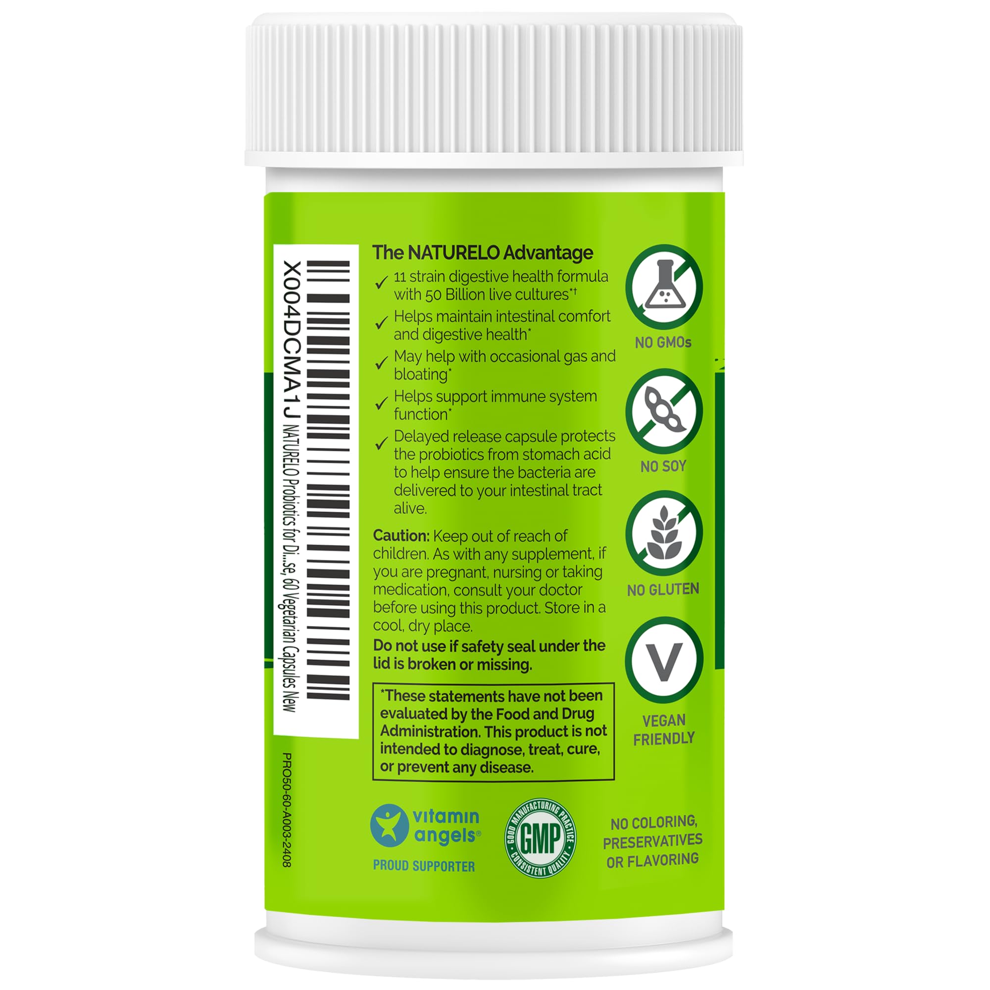 NATURELO Probiotics for Digestive Health, 50 Billion CFU, 60 Vegetarian Capsules, 11 Strains, Daily Use Supplement, Delayed Release, No-Fridge, Boosts Immune System, Probiotics for Women & Men NATURELO Au supplements
