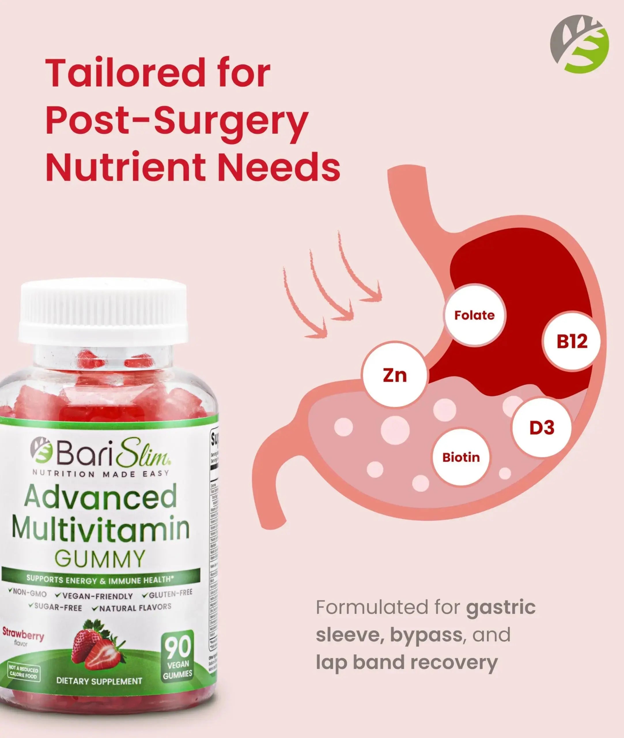 BariSlim Advanced Bariatric Multivitamin Gummies - Specially Formulated Bariatric Vitamins for Patients After Weight Loss Surgery BariSlim Au supplements