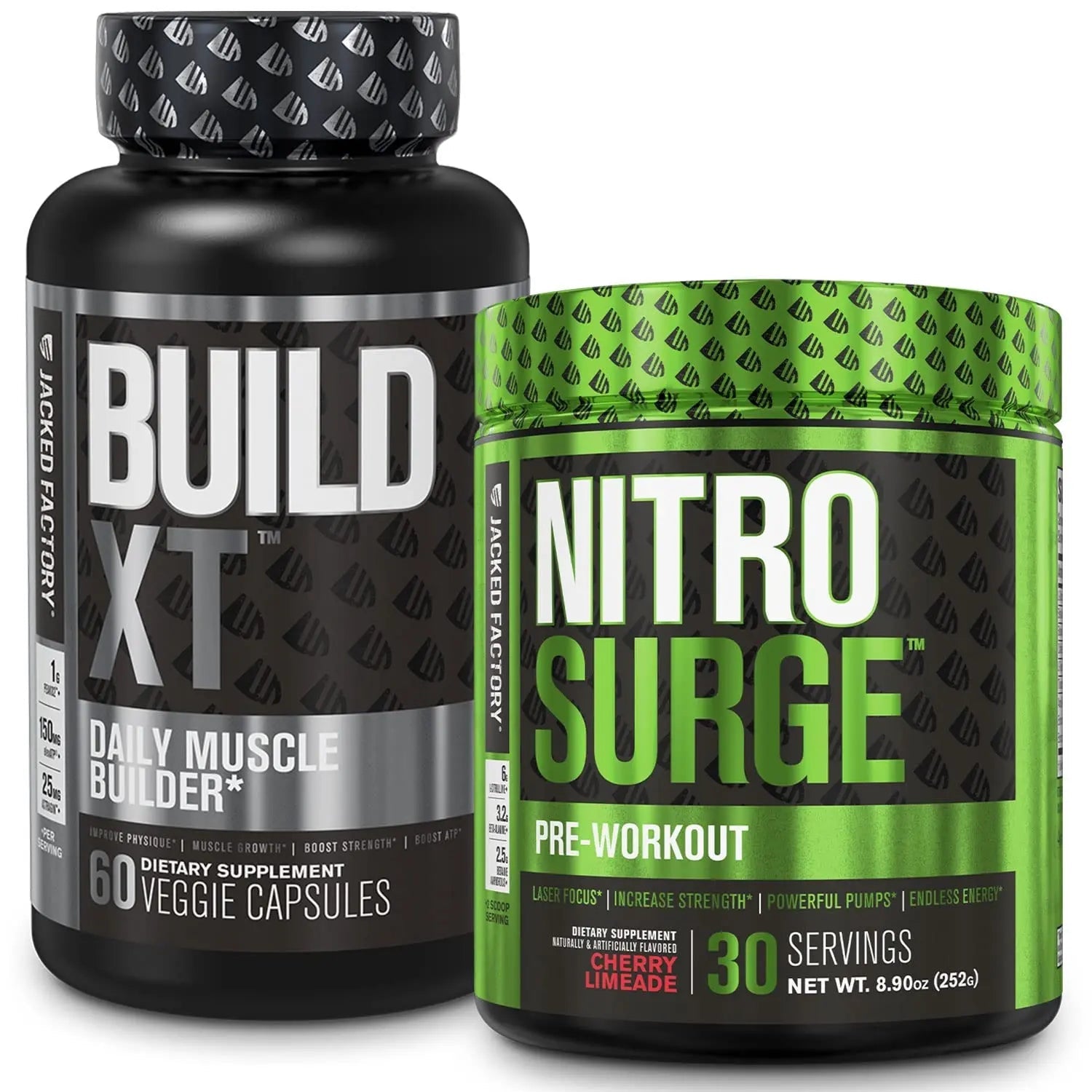 Jacked Factory Nitrosurge Pre-Workout in Cherry Limeade & Build XT Muscle Building Jacked Factory Au supplements
