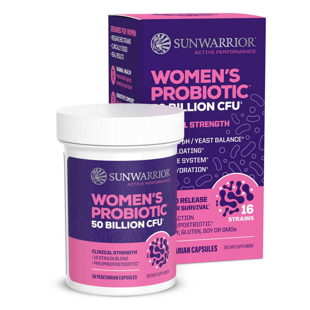 Probiotic for Gut Health 50 Billion CFU Probiotics Supplement Capsules 16 Strains Prebiotics, Postbiotics for Women Gut Immune Colon Health Energy Endurance Support Soy-Free Non-GMO 30 Capsule Serving Sunwarrior Au supplements