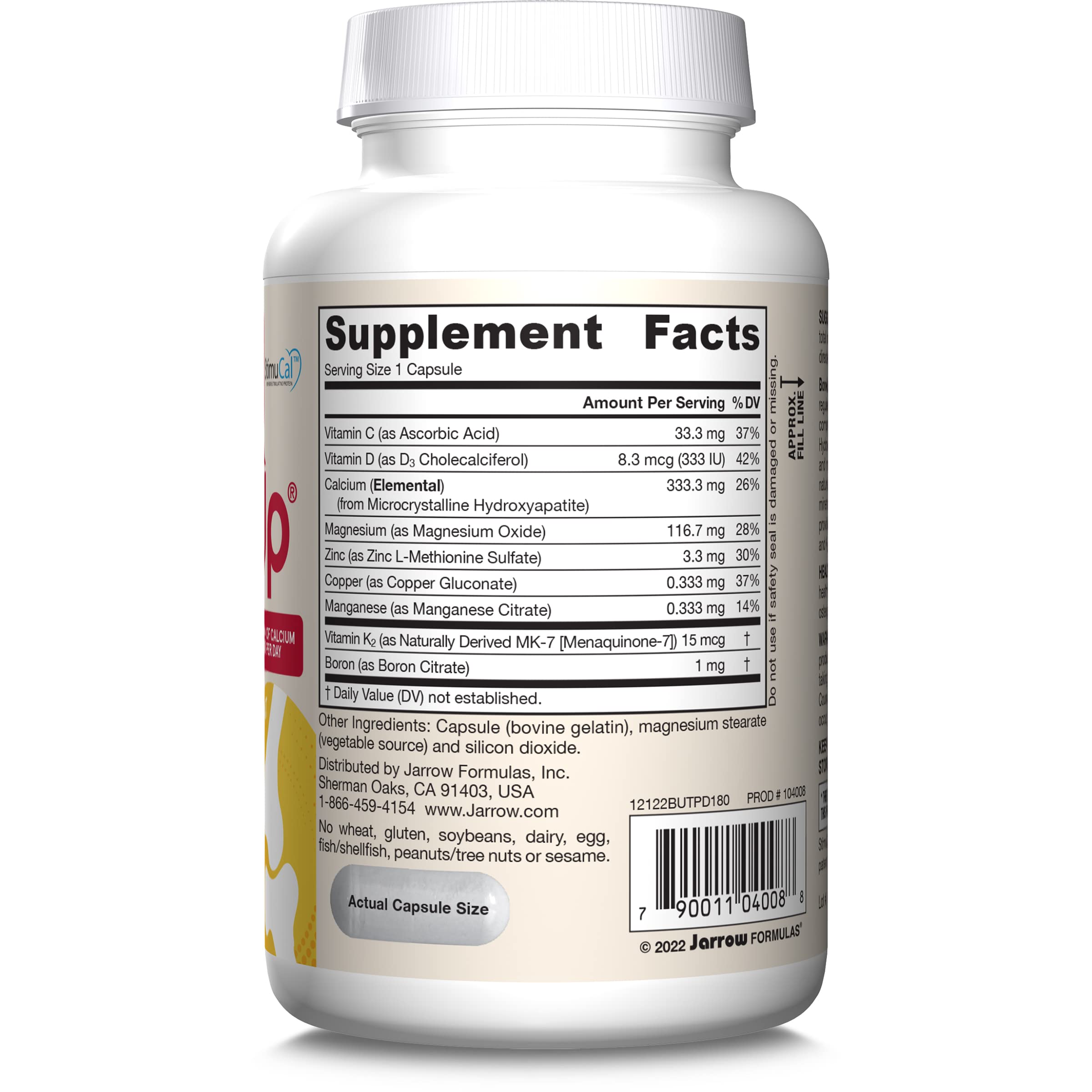 Jarrow Formulas BoneUp Three Per Day for Bone Density and Skeletal Nutrition, Includes Vitamin D3, K2 (as MK-7) and Calcium