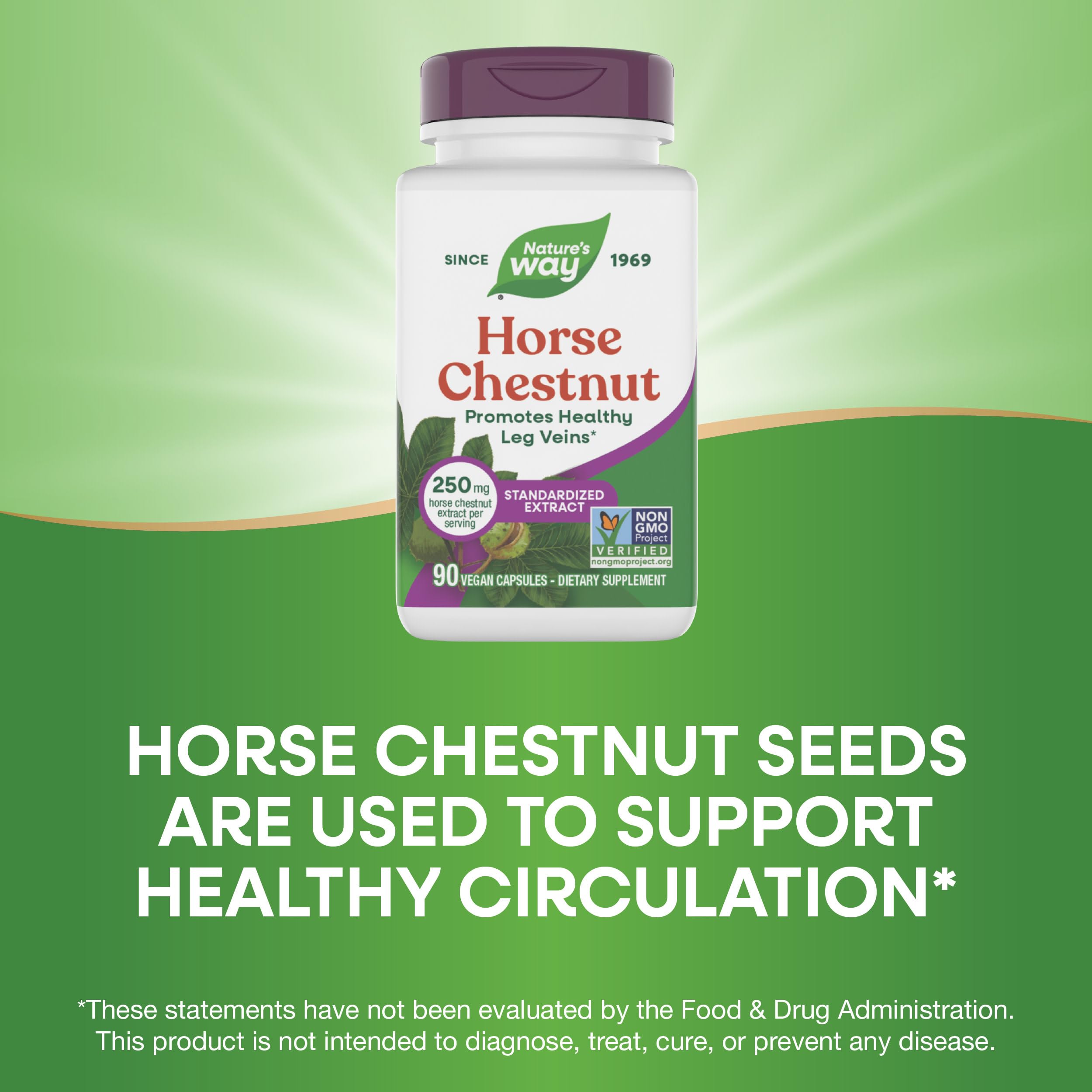 Nature's Way Horse Chestnut Extract, Premium Extract, Promotes Healthy Leg Veins*, 250 mg per Serving, Vegan