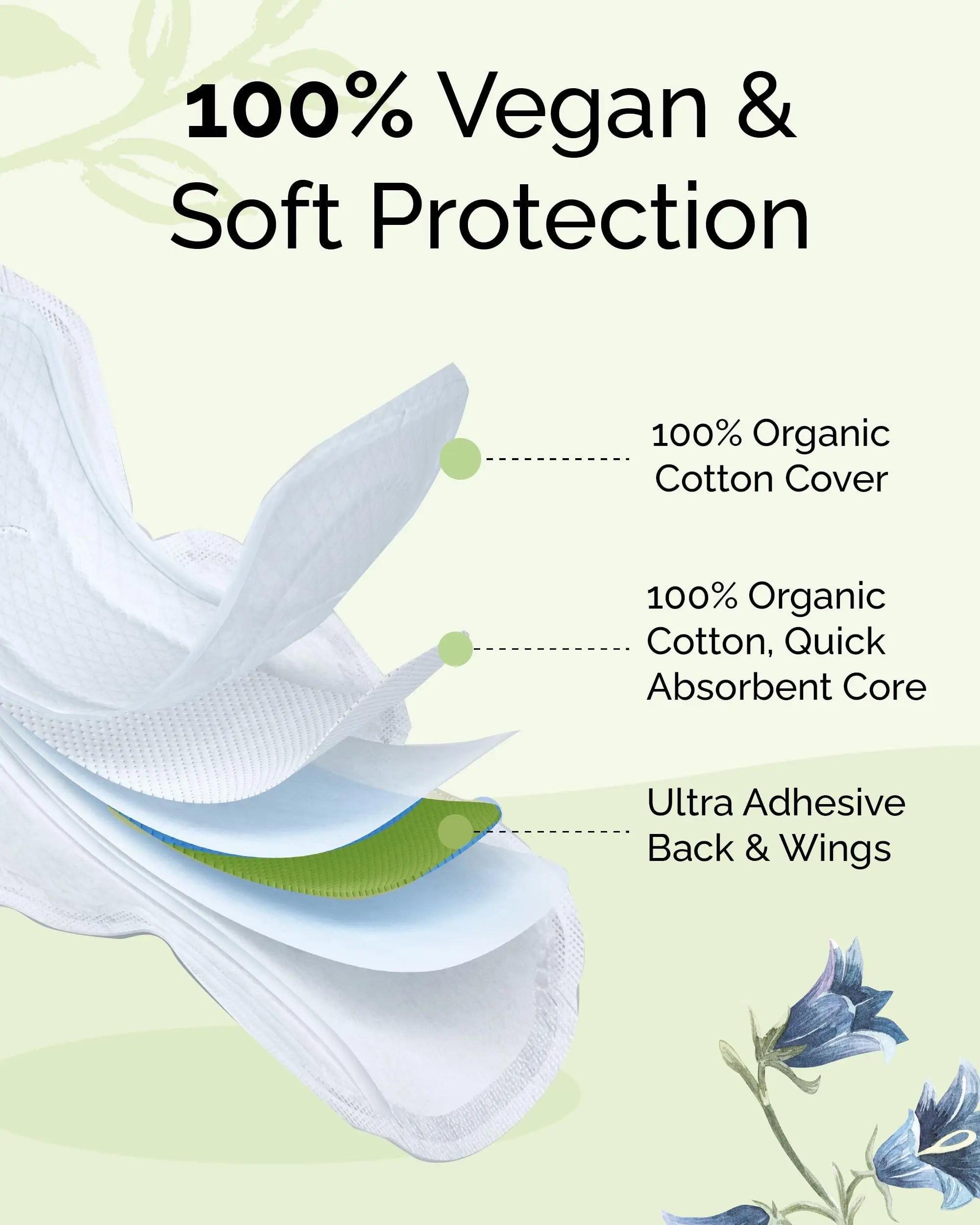 LABON Premium Vegan Organic Sanitary Pads (Regular, 25cm, 32 Counts) - 100% Organic Cotton Cover OCBON Au supplements