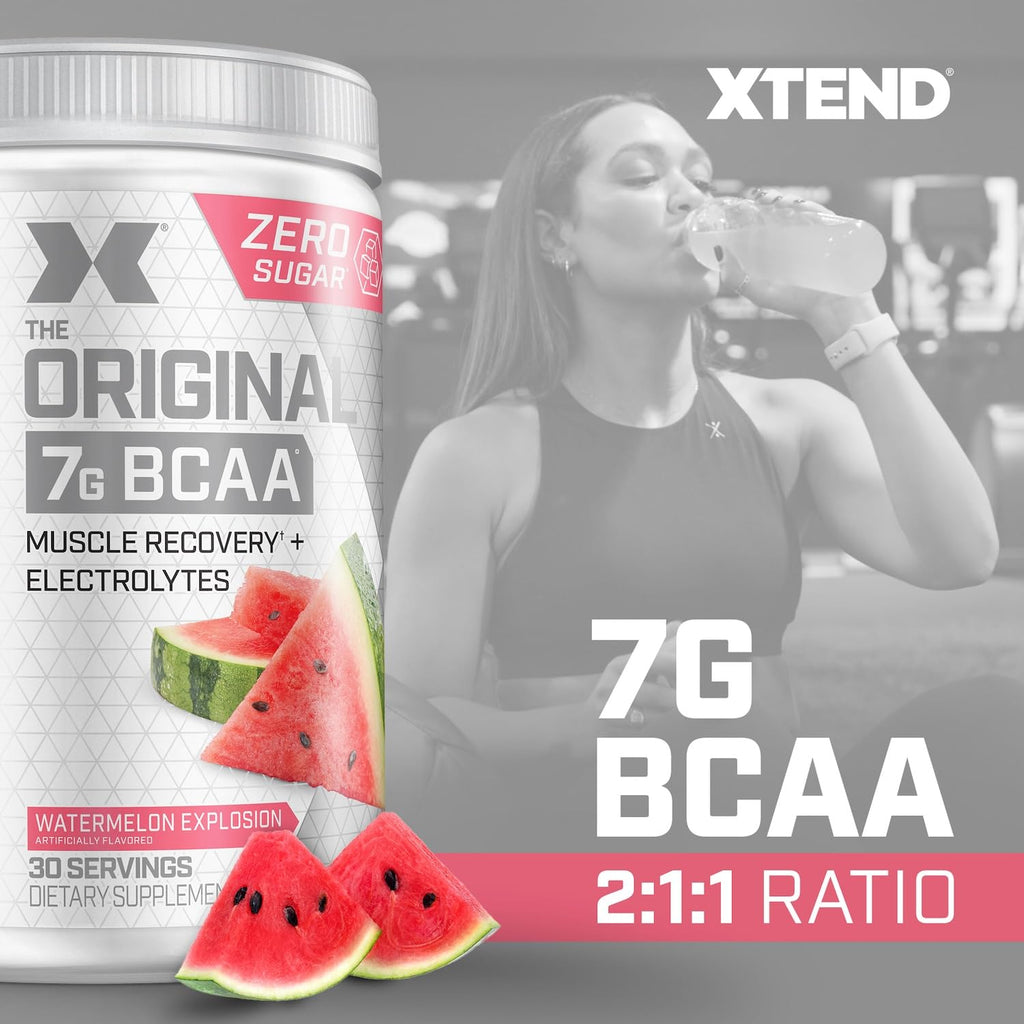 Xtend Original BCAA Powder, 7g BCAAs and 2.5g L-Glutamine for Muscle Recovery Hydration and Lean Muscle, Sugar Free Intra and Post Workout Drink with Electrolytes