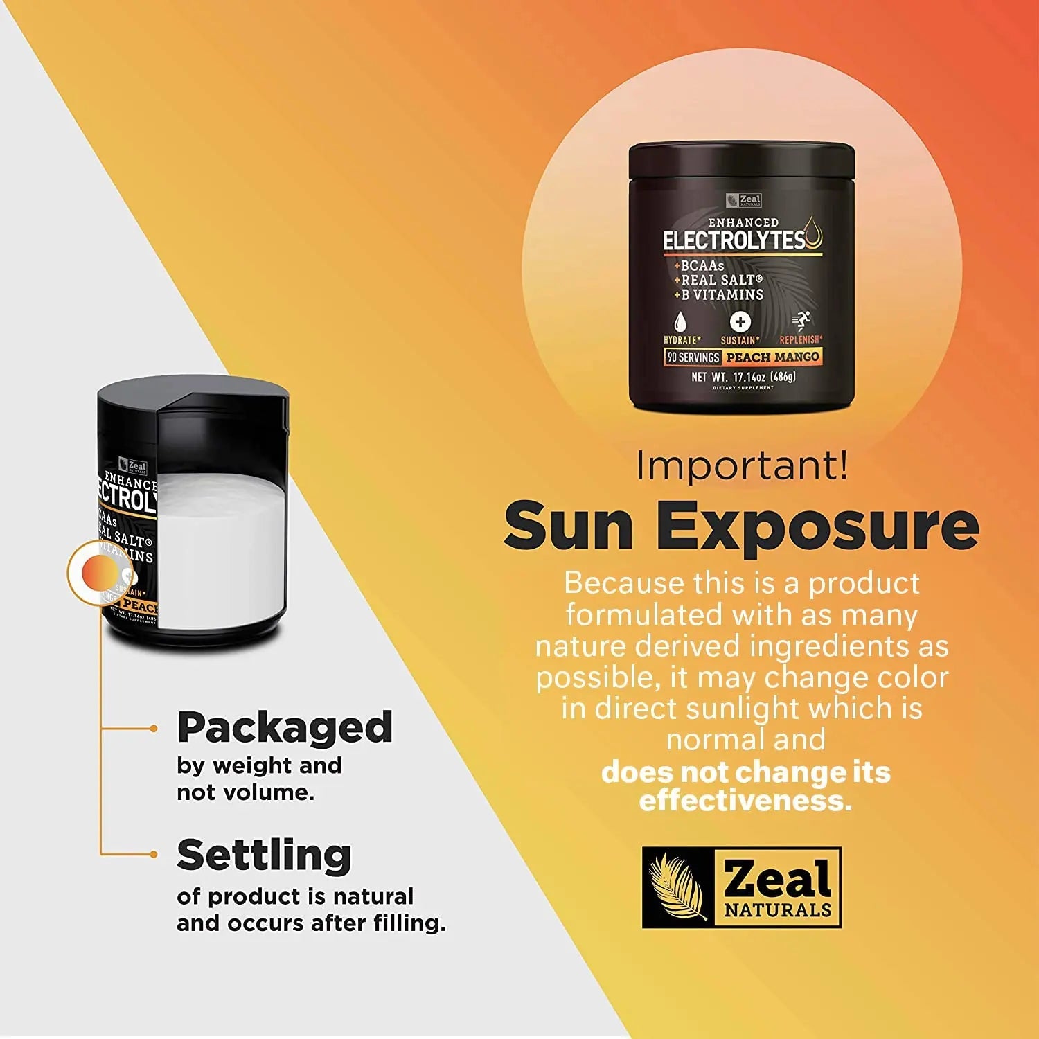 Enhanced Electrolyte Powder (Peach Mango | 90ct.) + BCAA, B-Vitamins & Real Salt Zeal Naturals Au supplements