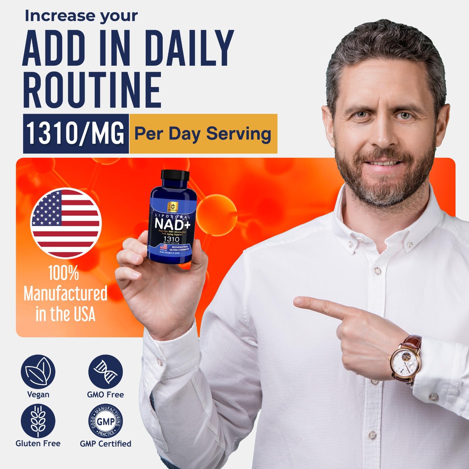 YAM Health Liposomal NAD Nicotinamide Riboside Equivalent with Trans-Resveratrol 300mg, Premium Halal NAD Supplement for Energy Metabolism, DNA Repair and Longevity, Vegan, Non-GMO (60 Count) YAM Health Au supplements