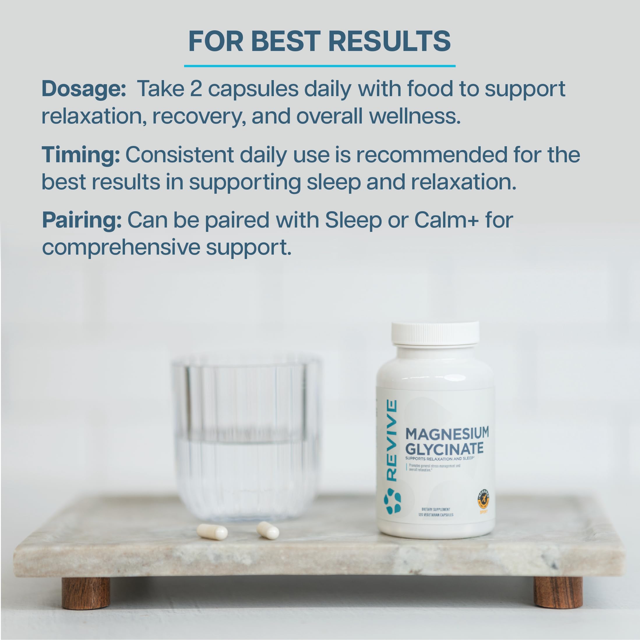 Revive MD Pure Magnesium Glycinate 200mg – High Absorption Supplement for Relaxation, Stress Relief, Sleep & Memory Support – Promotes Strong Bones