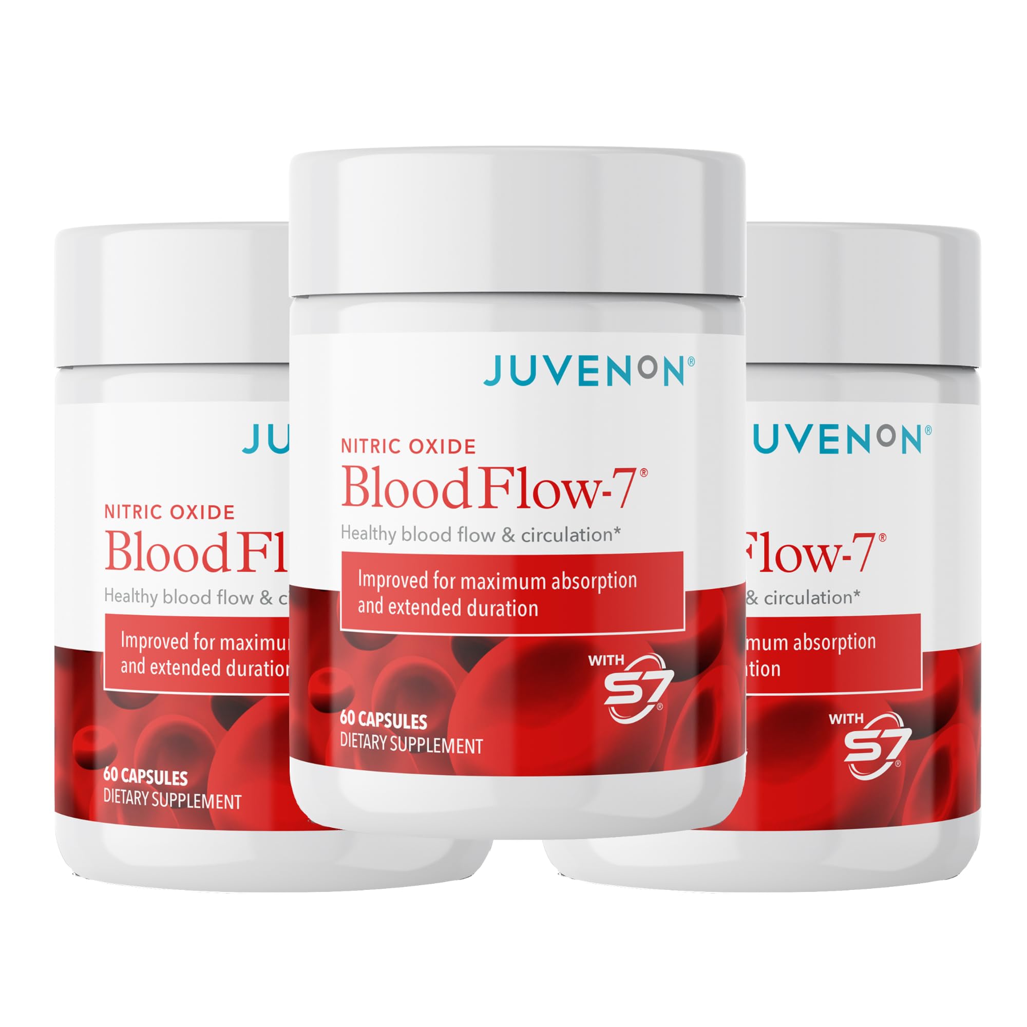 Juvenon BloodFlow-7 Nitric Oxide Supplements for Men & Women - Natural Nitric Oxide Booster with Nitrosigine® + S7®