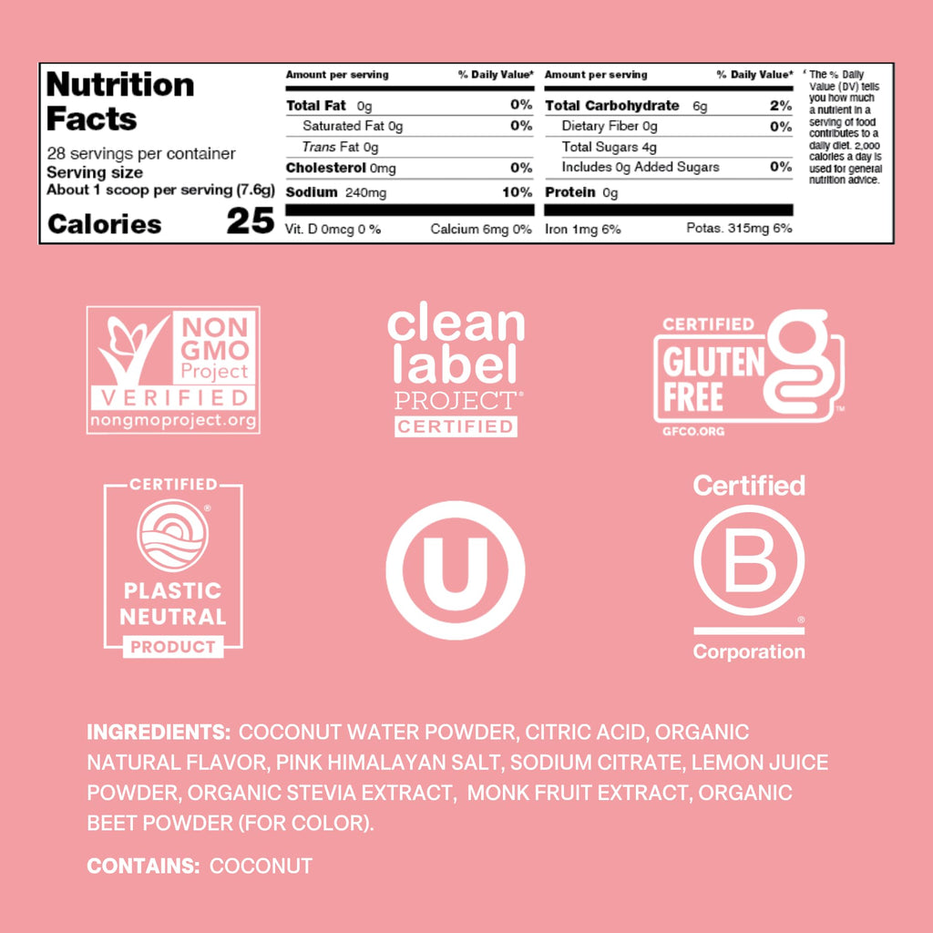 Cure Hydration | Plant-Based Electrolyte Drink Mix | No Added Sugar | FSA-HSA | Dehydration Relief Powder Made with Coconut Water | Non-GMO | Vegan | 28 Servings Jar - Strawberry Kiwi