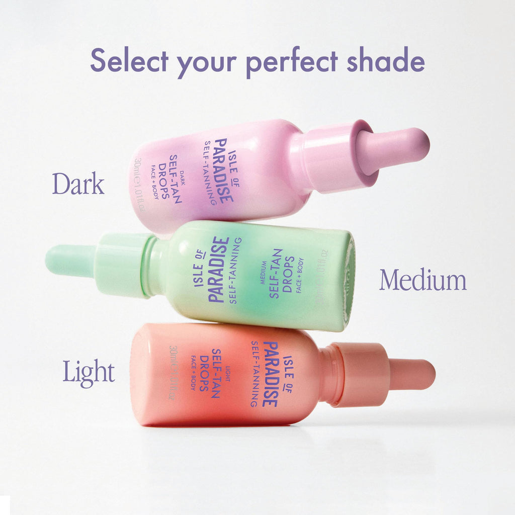 Isle of Paradise Self Tanning Face & Body Drops- Medium, Self Tanner Drops for a Natural Bronze, Long-lasting Tan