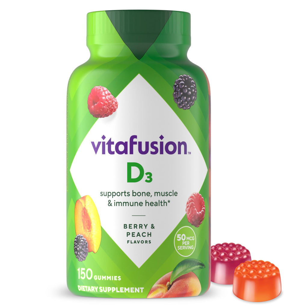 vitafusion Vitamin D3 Gummies, Bone and Immune Support, Peach, Blackberry, Strawberry Flavored