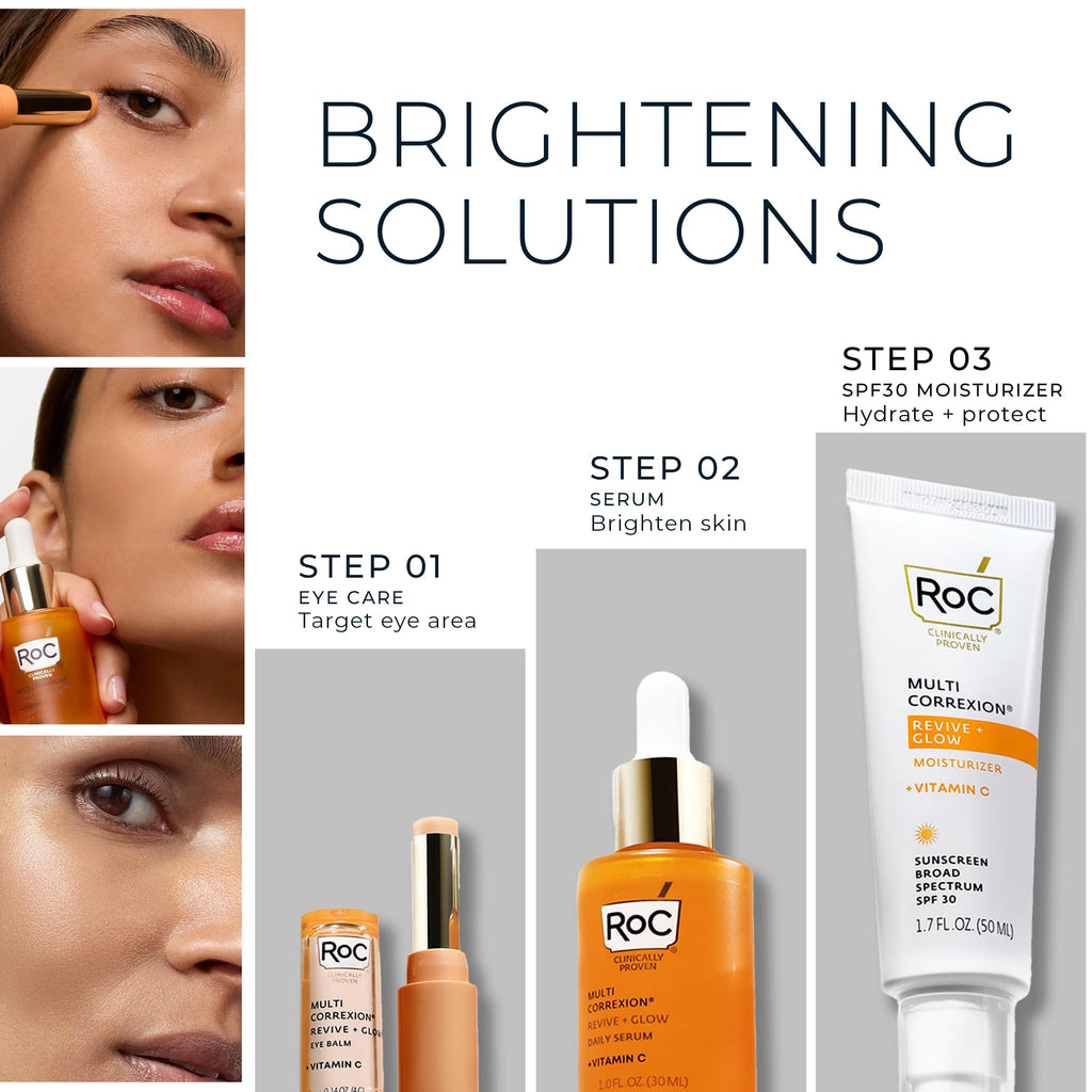 RoC Multi Correxion Revive + Glow Eye Balm with Vitamin C (0.14 oz) + Retinol Eye Cream Packette