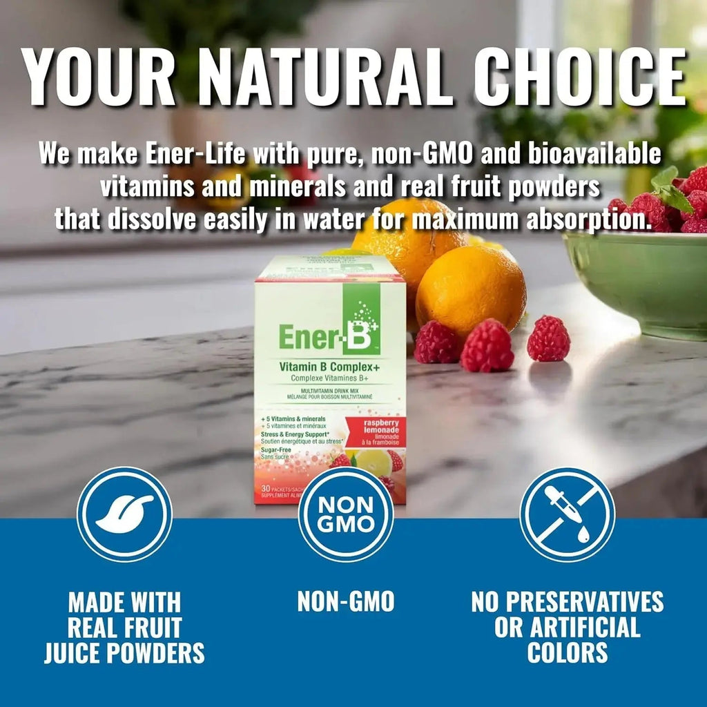 Ener-B+ Sugar Free Multivitamin Drink Mix - Vitamin Packets for Water, Electrolytes Powder No Sugar, Hydration Boost Packets, Zero Sugar Ener-Life Au supplements
