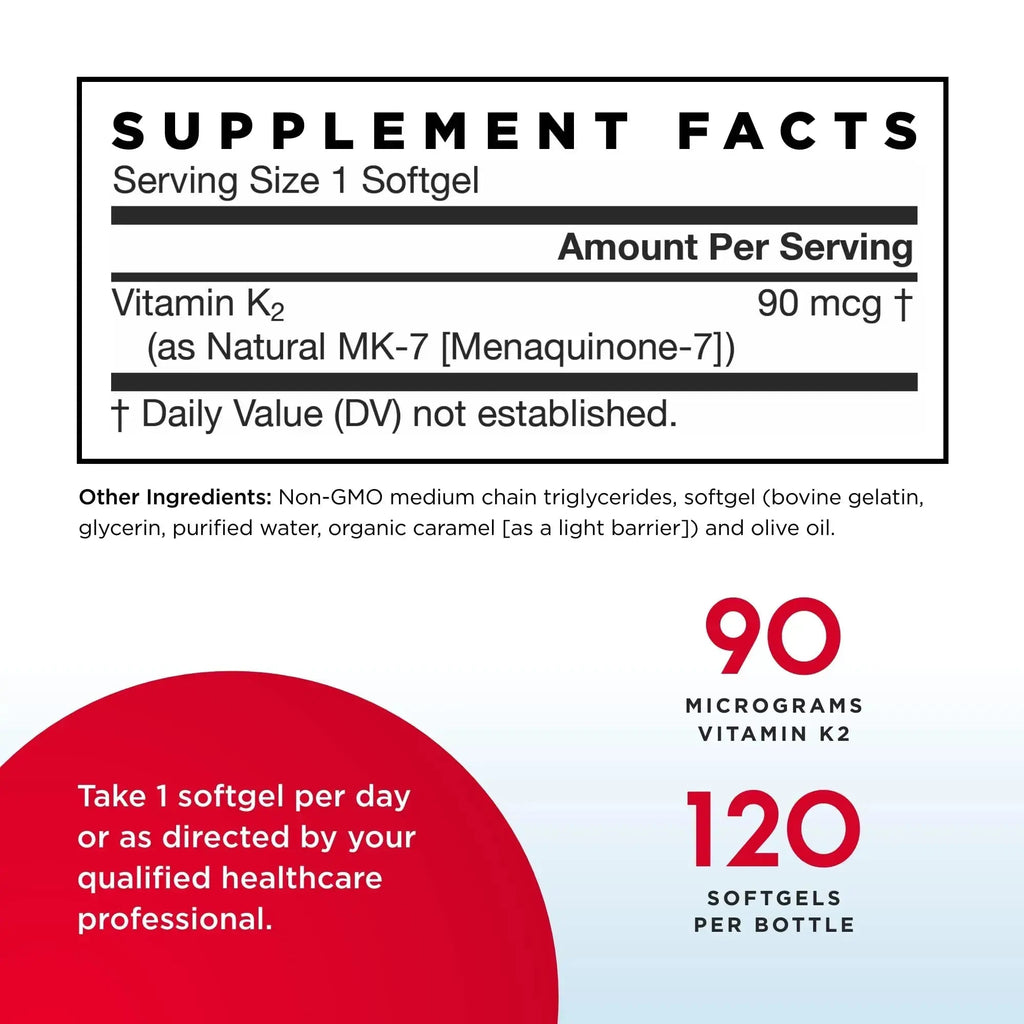 Jarrow Formulas MK-7 90 mcg - 120 Softgels, Pack of 2 - Superior Vitamin K Product for Building Strong Bones Jarrow Formulas Au supplements