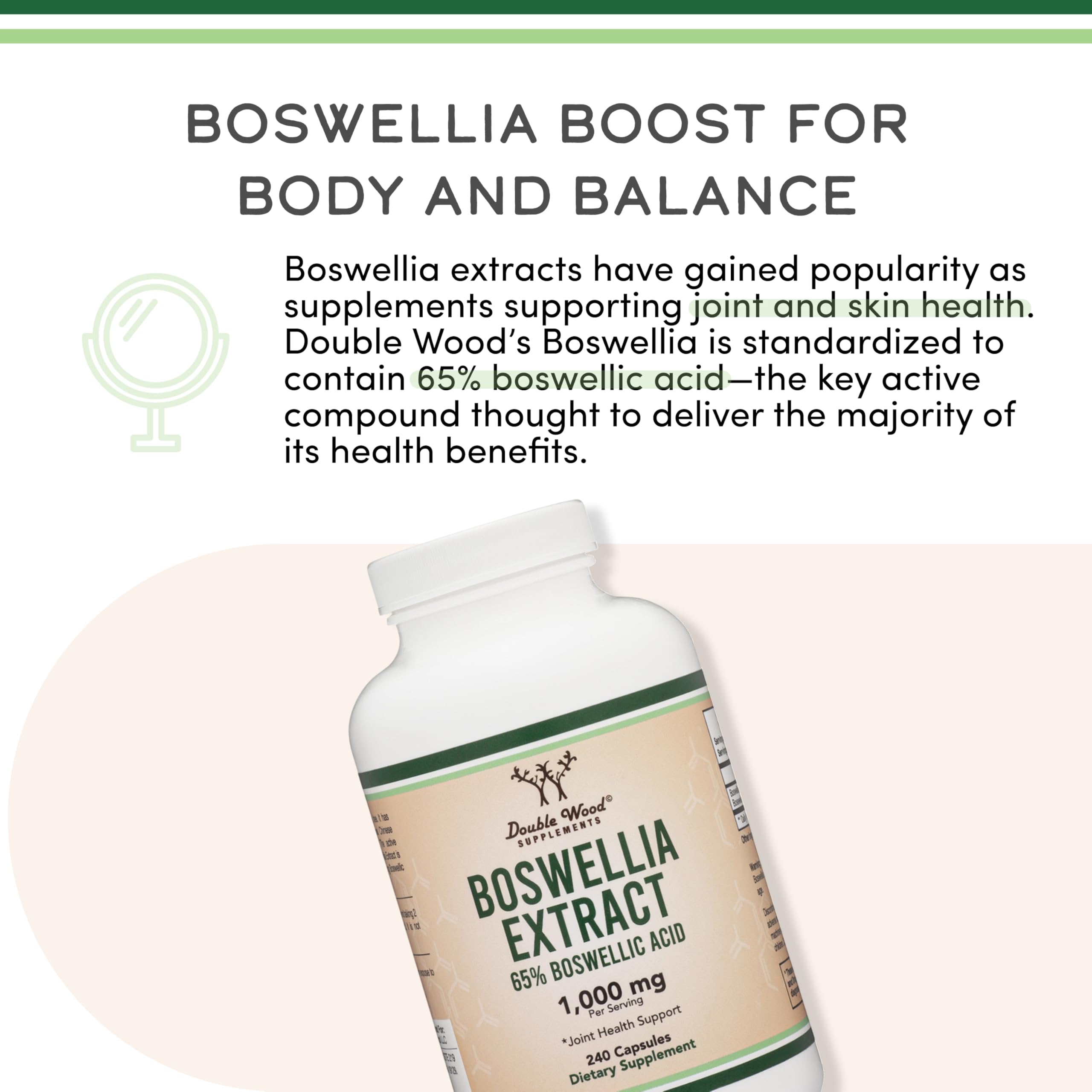 Boswellia Serrata - 240 Capsules (Max Strength 1,000mg of 65% Boswellic Acid Extract) Boswellia Extract Capsules (Joint Support Supplement for Joint Health) Third Party Tested by Double Wood Double Wood Supplements Au supplements