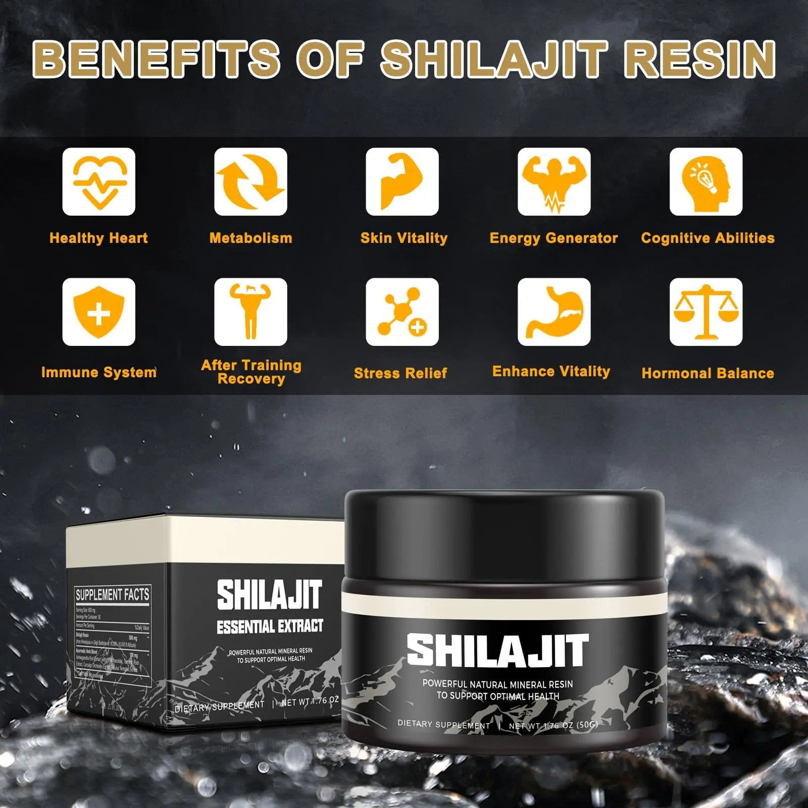 Shilajit Pure Himalayan Organic Shilajit Resin - Gold Grade 100% Shilajit Supplement Scarremover Au supplements