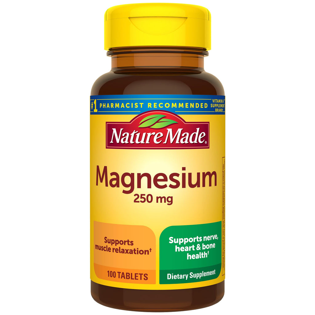 Nature Made Magnesium Oxide 250 mg, Magnesium Supplements for Men and Women, Support for Muscle, Heart, Bone and Nerve Health, 100 Tablets, 100 Day Supply Nature Made Au supplements