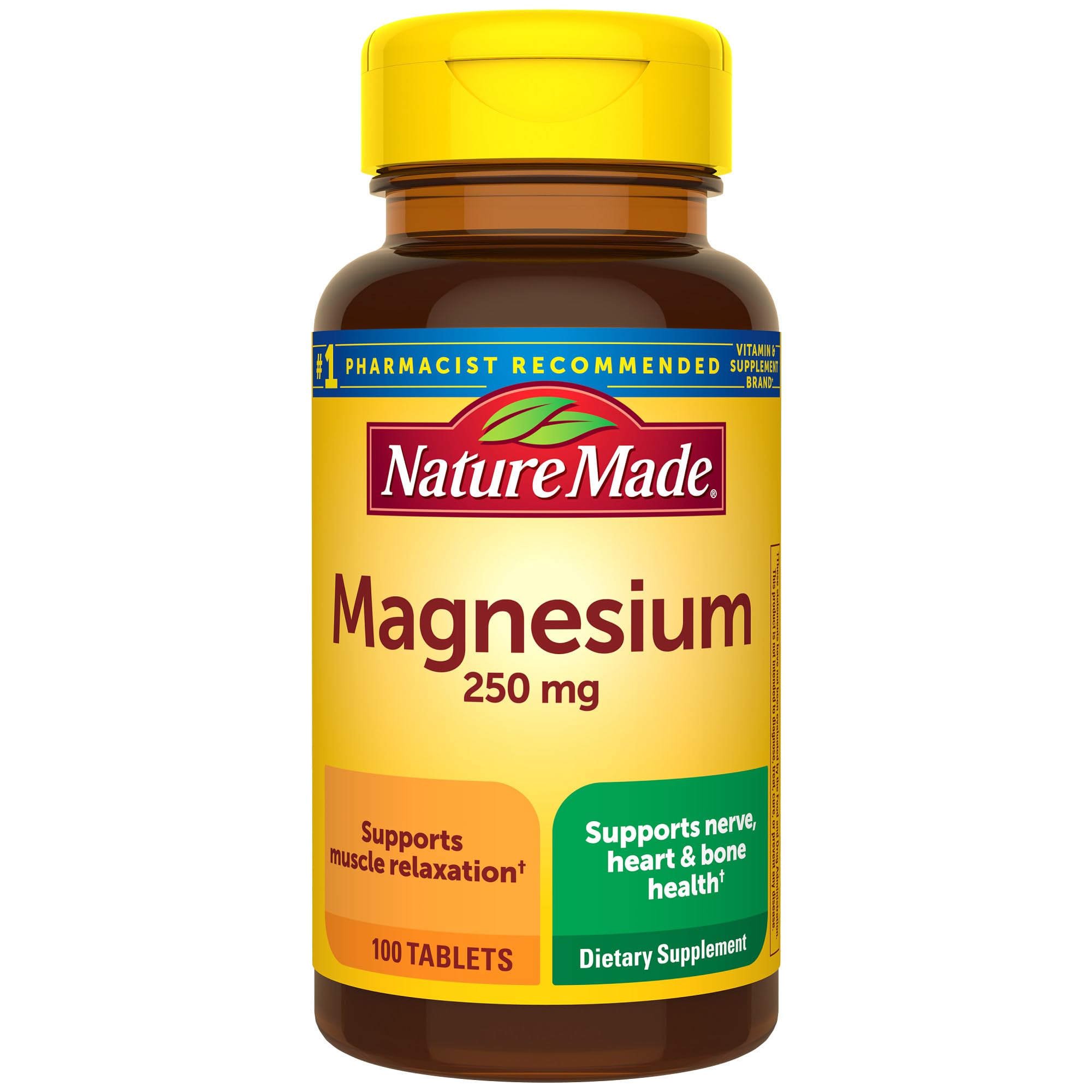 Nature Made Magnesium Oxide 250 mg, Magnesium Supplements for Men and Women, Support for Muscle, Heart, Bone and Nerve Health, 100 Tablets, 100 Day Supply Nature Made Au supplements