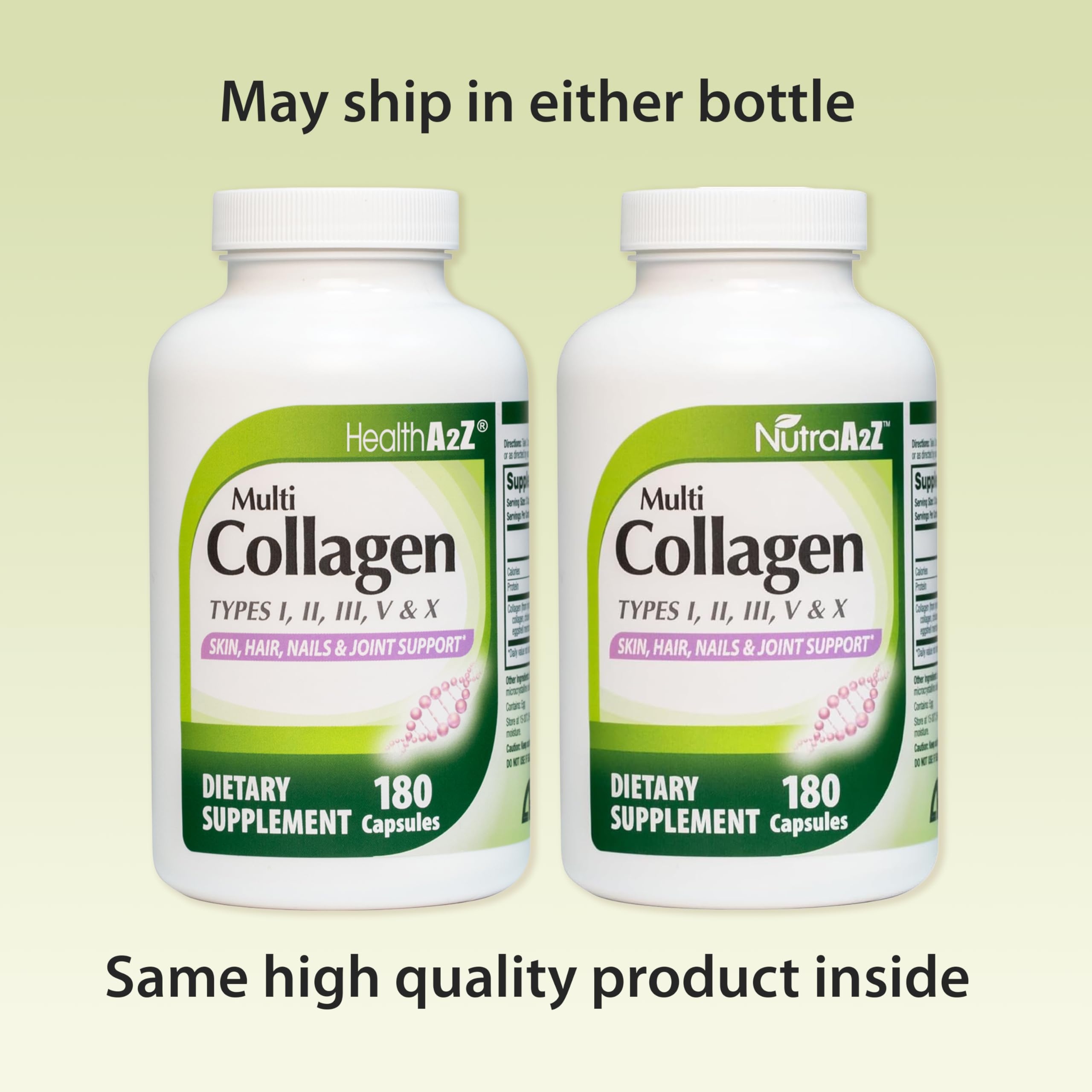HealthA2Z Multi Collagen pills 1735mg -180 collagen capsules (60 servings) - Types I, II, III, V & X for Healthy Skin, Hair, Nails & Joint Support