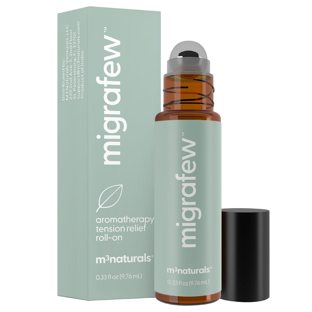 MigraFew Aromatherapy Migraine Roll On | Compact Headache Relief with Cooling Metal Roller for Head Tension and Pressure, Made with Peppermint, Spearmint and Lavender Essential Oils (0.33 FL oz) by M3 M3 Naturals Au supplements