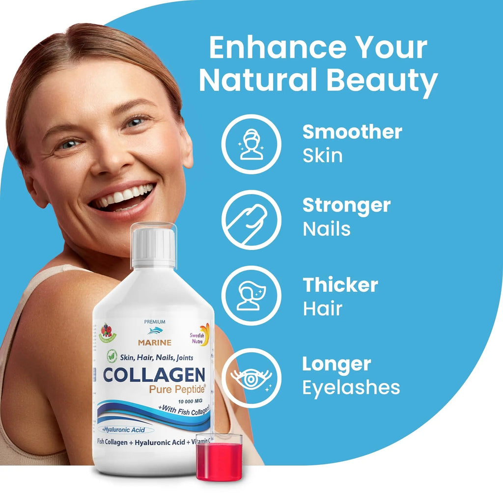 Marine Liquid Collagen 10000mg 500 ml I Pure Hydrolyzed Collagen Peptides Swedish Nutra Au supplements